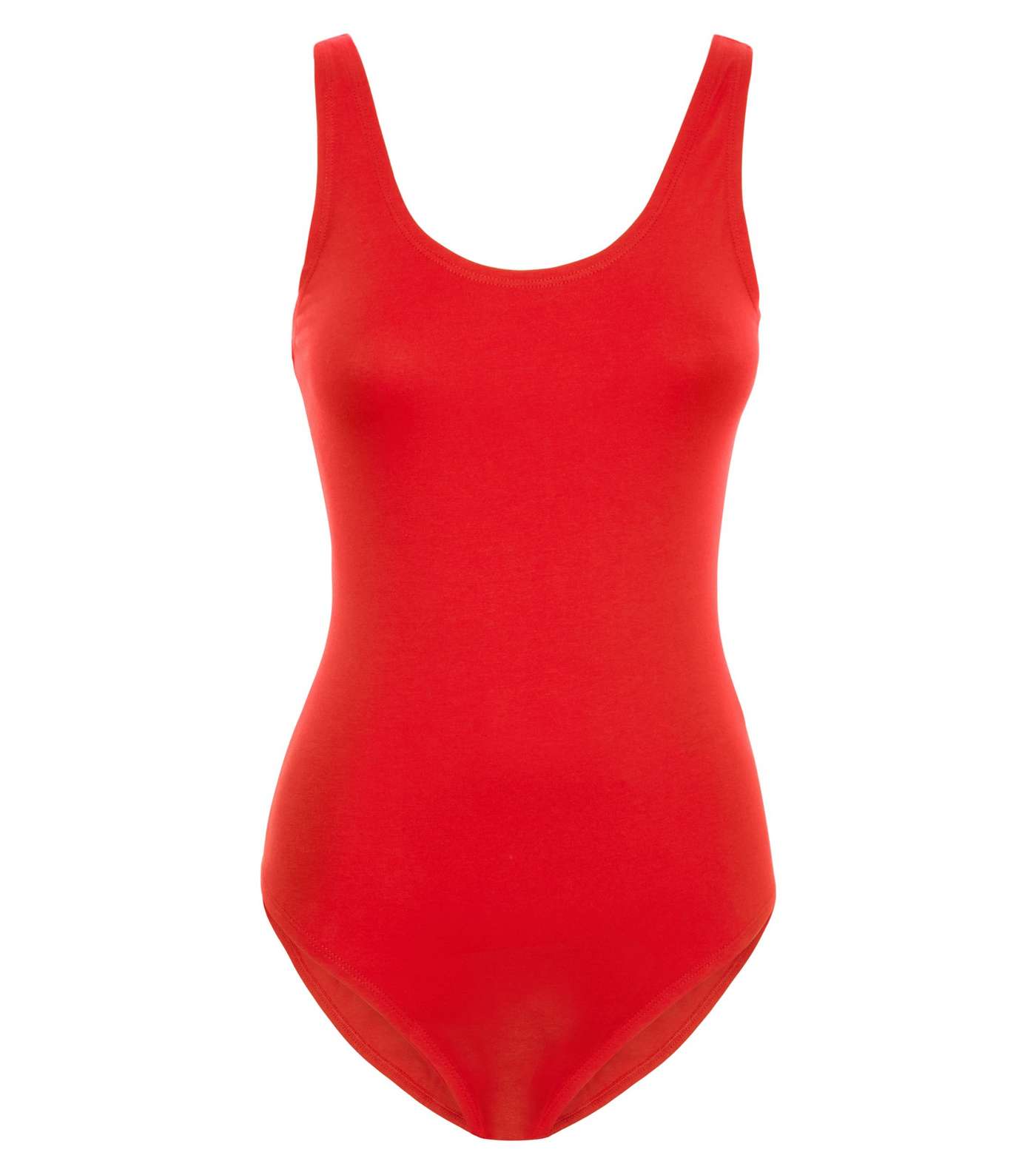 Red Scoop Neck Jersey Bodysuit Image 4