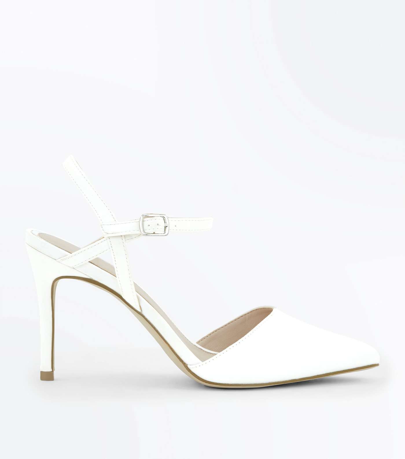 Off White Satin Pointed Wedding Shoes