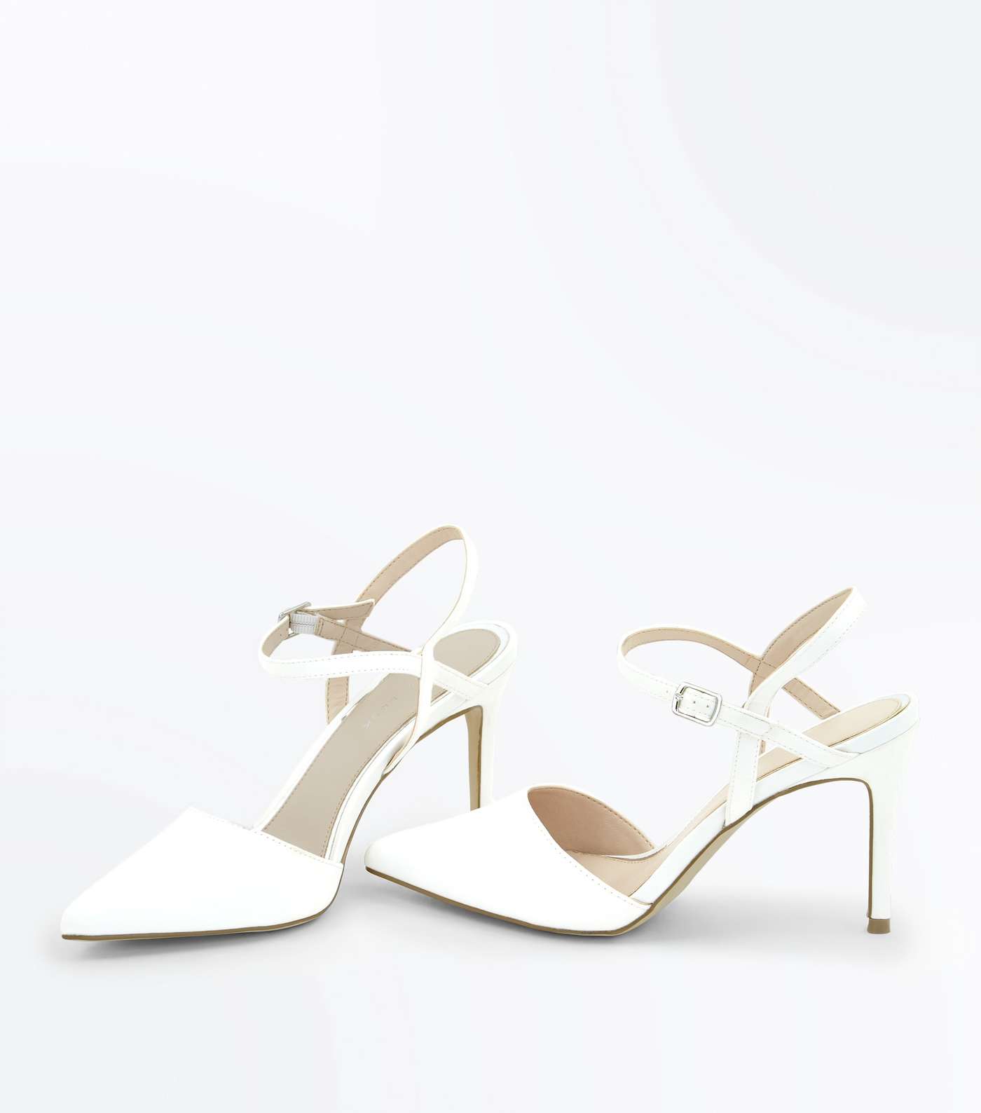 Off White Satin Pointed Wedding Shoes Image 3
