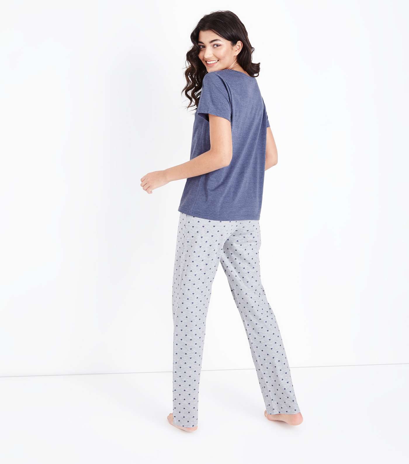 Blue Heart Print Joggers and T-Shirt Pyjama Set  Image 2