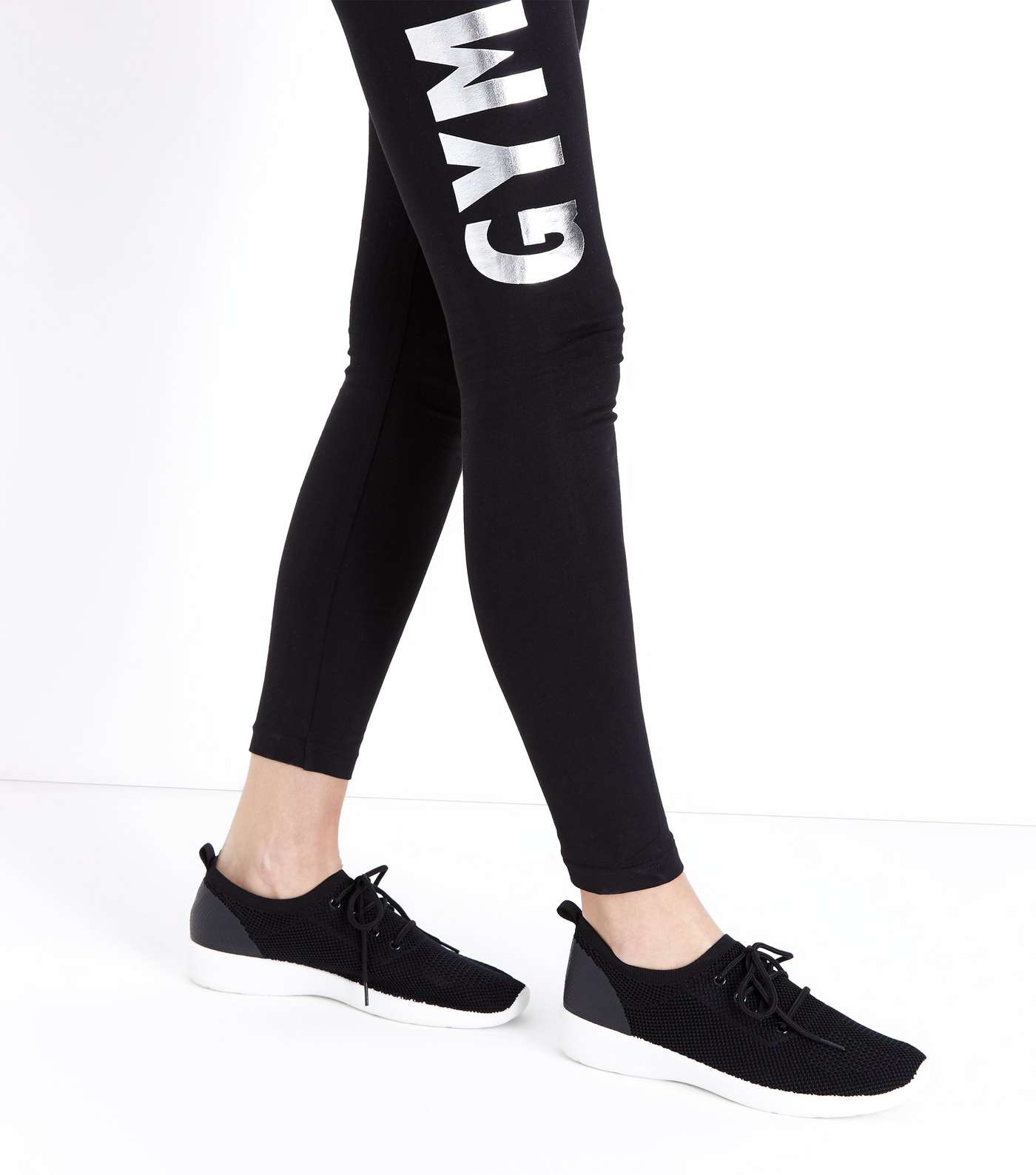 Black Knit Trainers Image 2