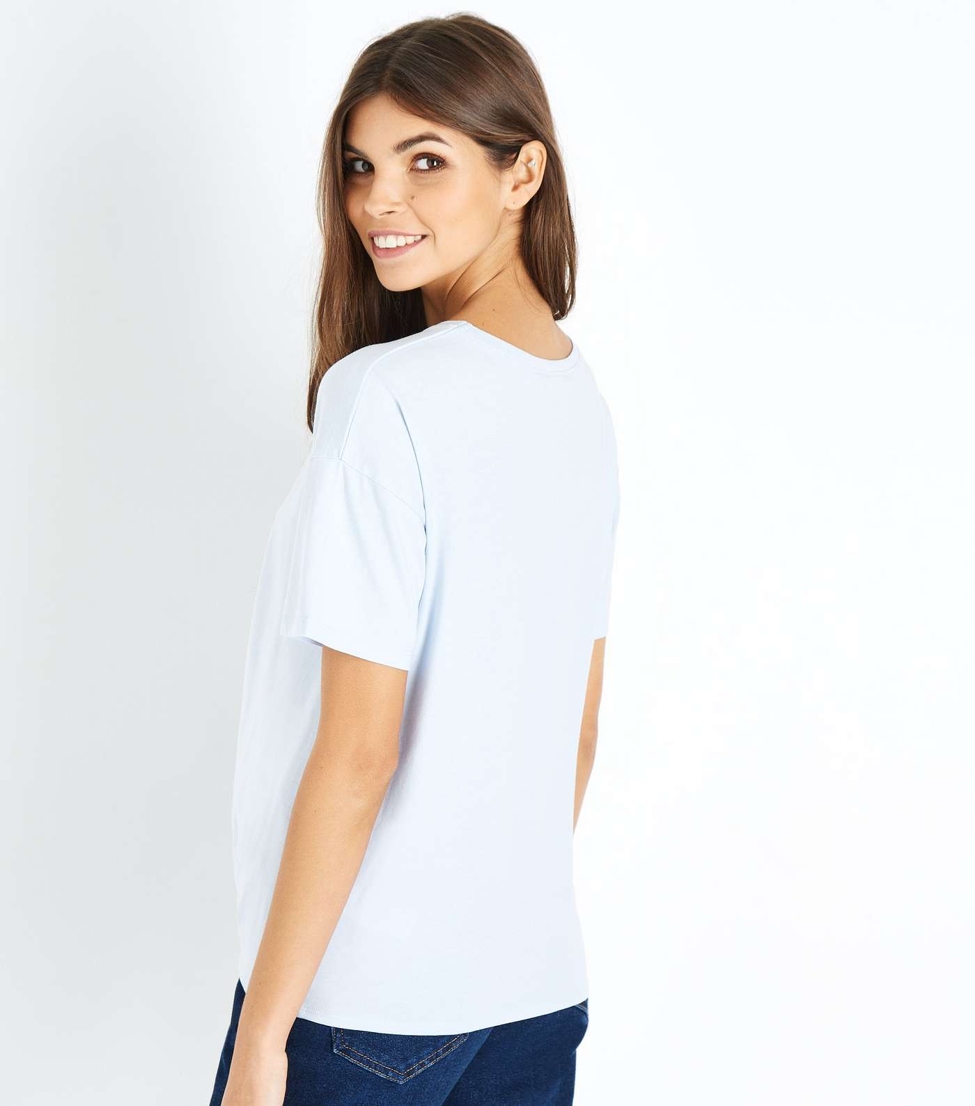 Pale Blue Tie Front T-Shirt Image 3