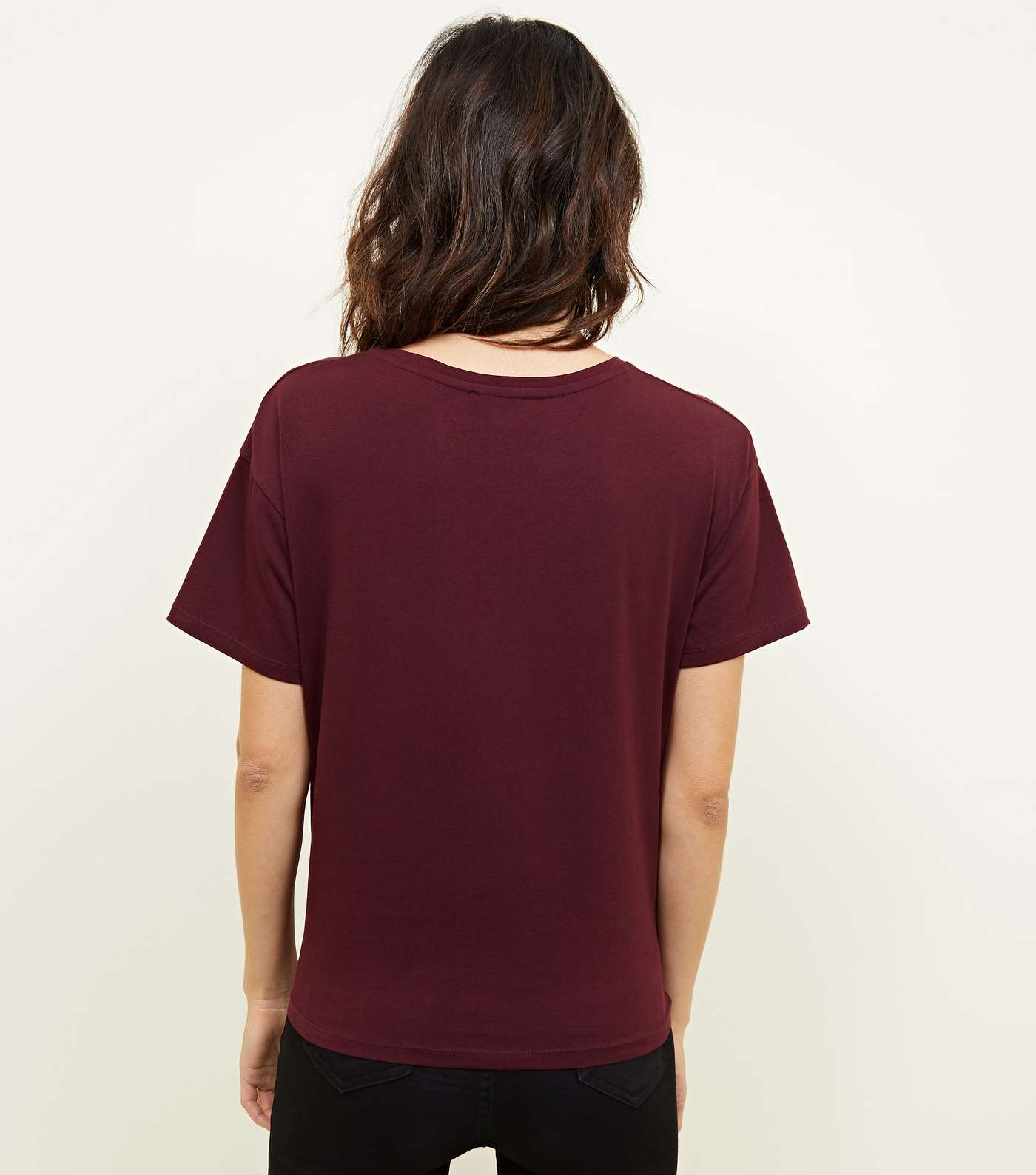 Burgundy Tie Front T-Shirt  Image 3