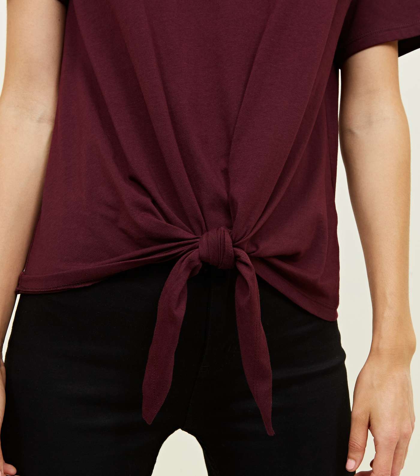 Burgundy Tie Front T-Shirt  Image 5