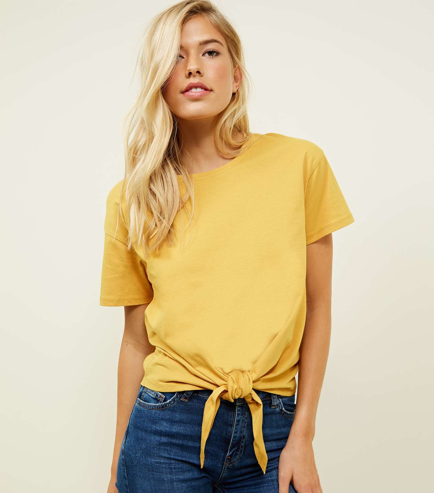 Mustard Tie Front T-Shirt 