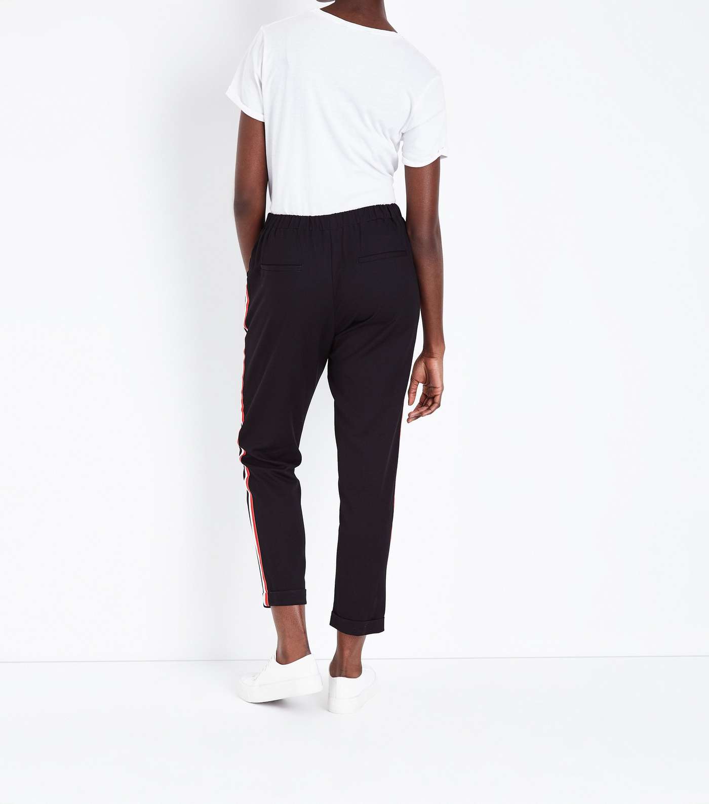 Black and Red Side Stripe Tapered Trousers Image 3