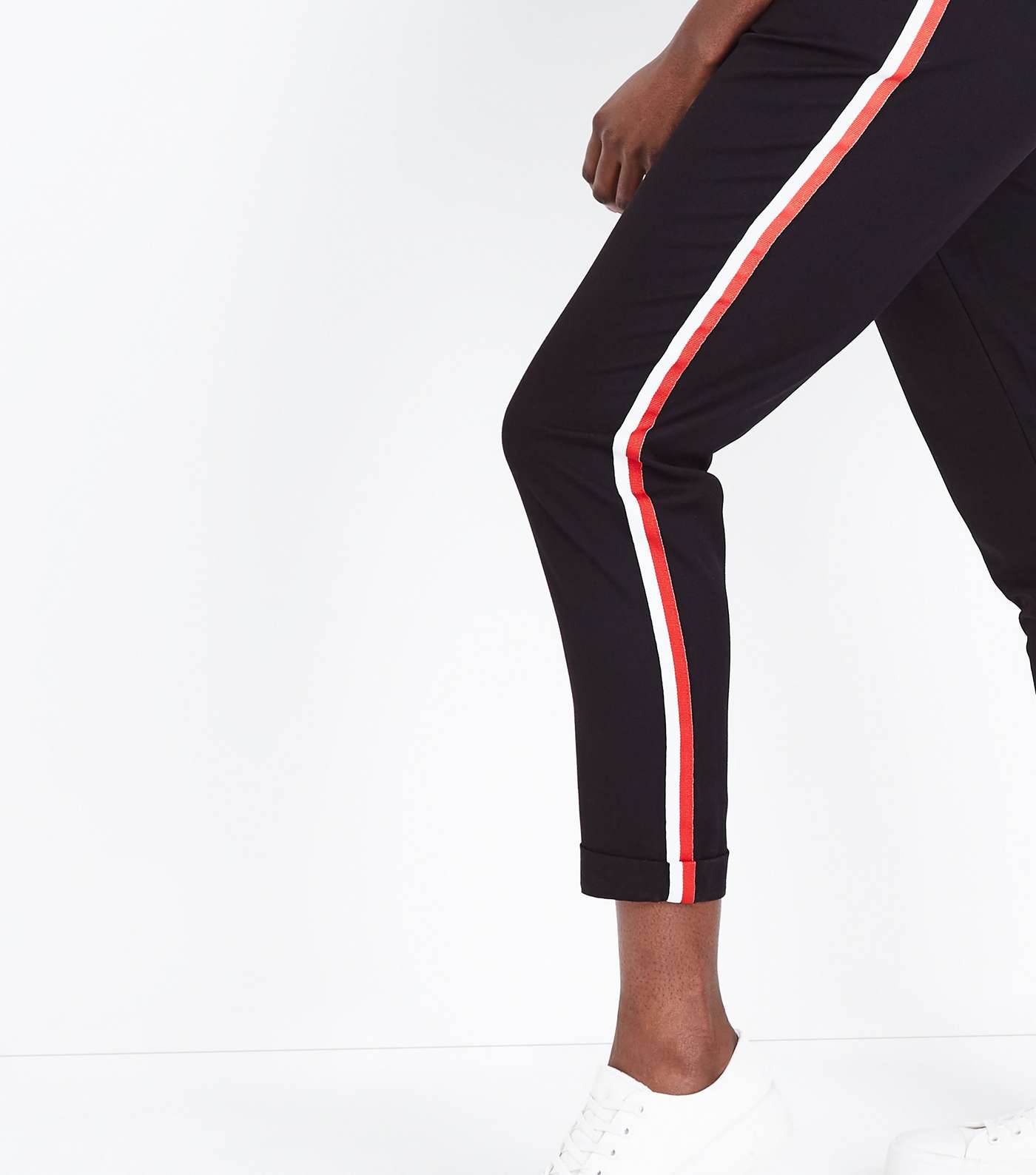 Black and Red Side Stripe Tapered Trousers Image 5