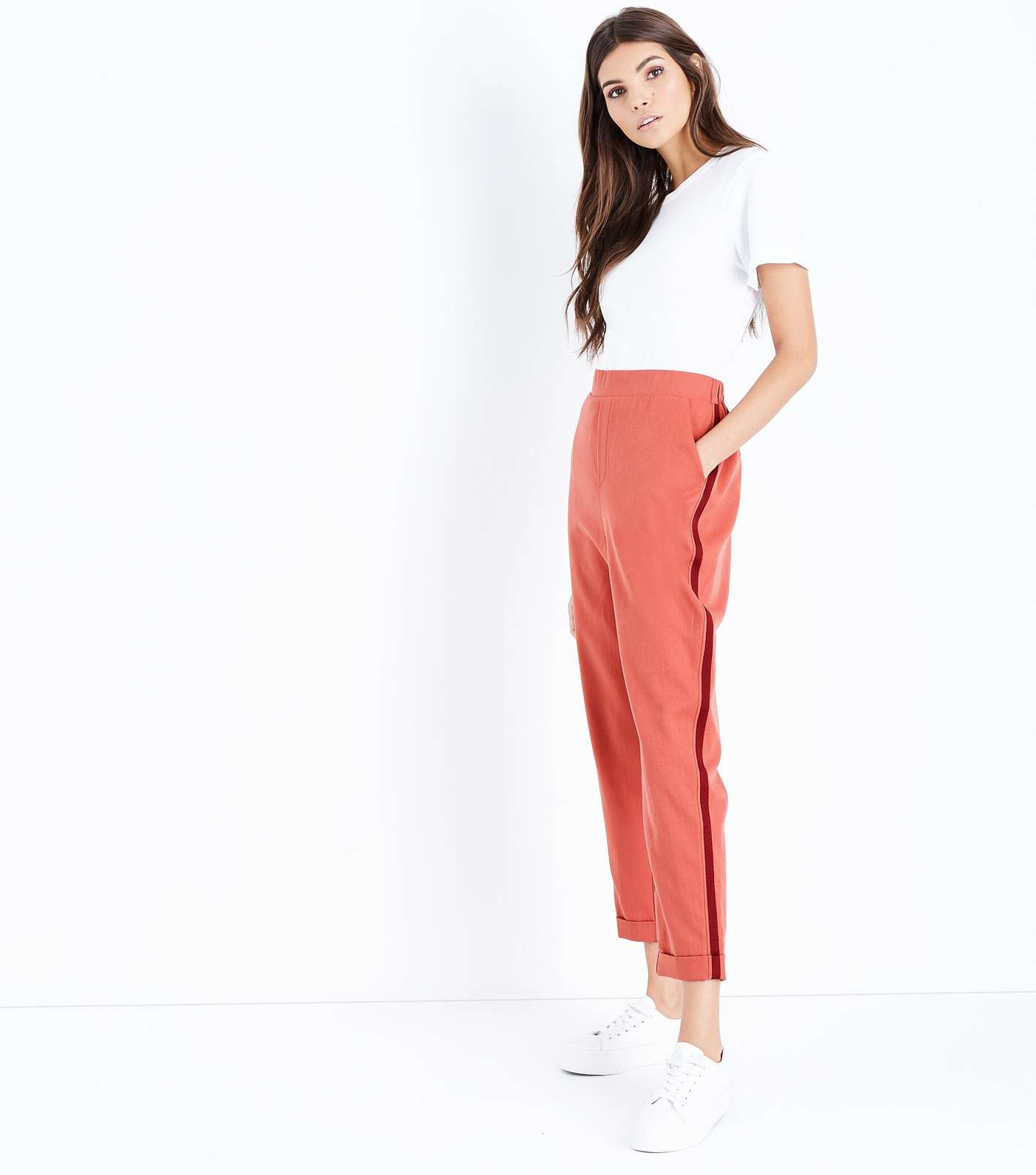 Mid Pink Side Stripe Tapered Trousers