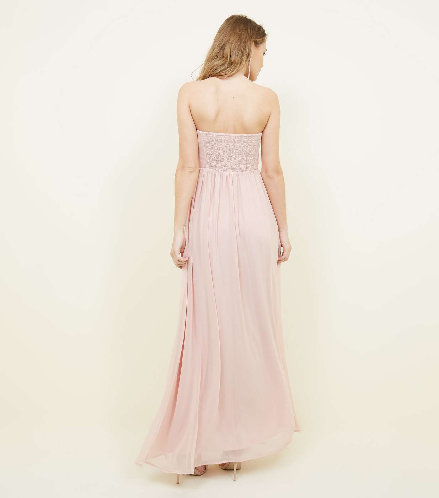 Pale Pink Chiffon Strapless Maxi Dress Image 2