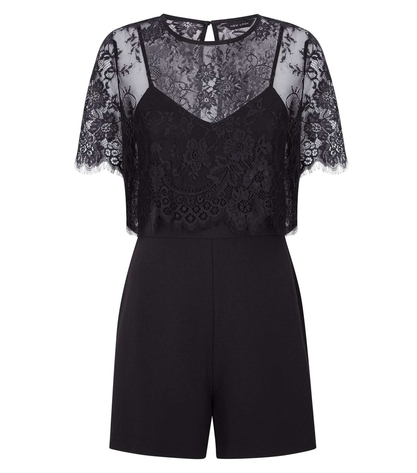 Black Lace Overlay Playsuit Image 4