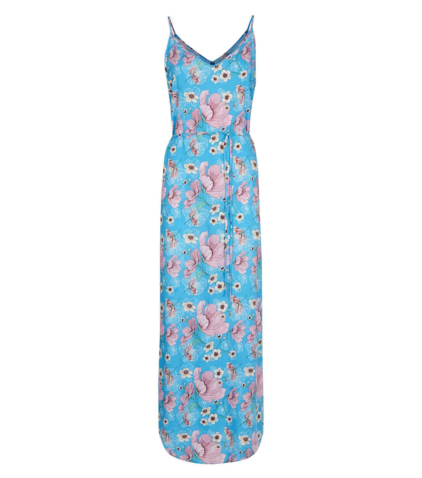 JDY Blue Floral Split Side Maxi Dress  Image 4