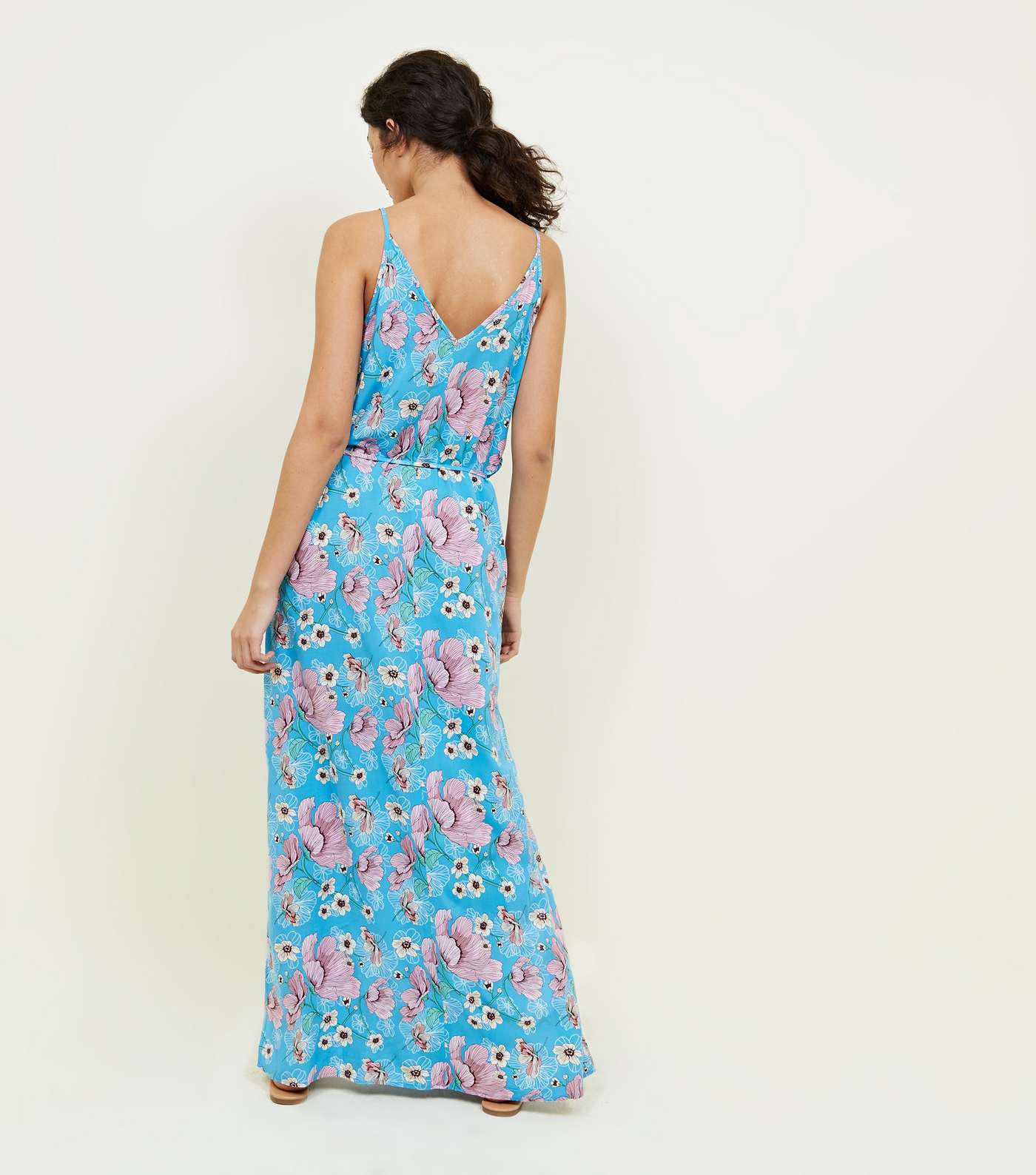 JDY Blue Floral Split Side Maxi Dress  Image 2