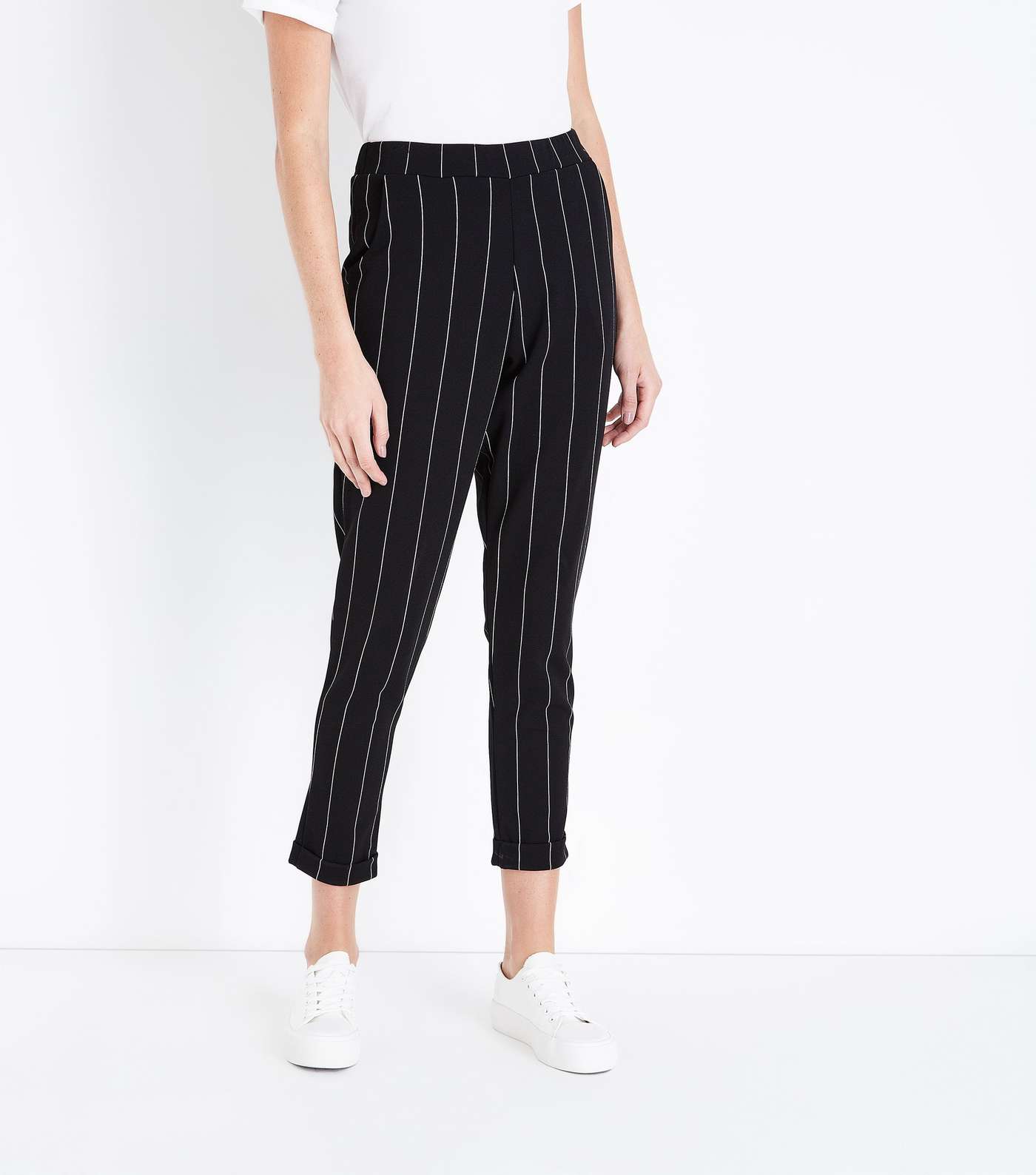 Black Stripe Tapered Trousers Image 2