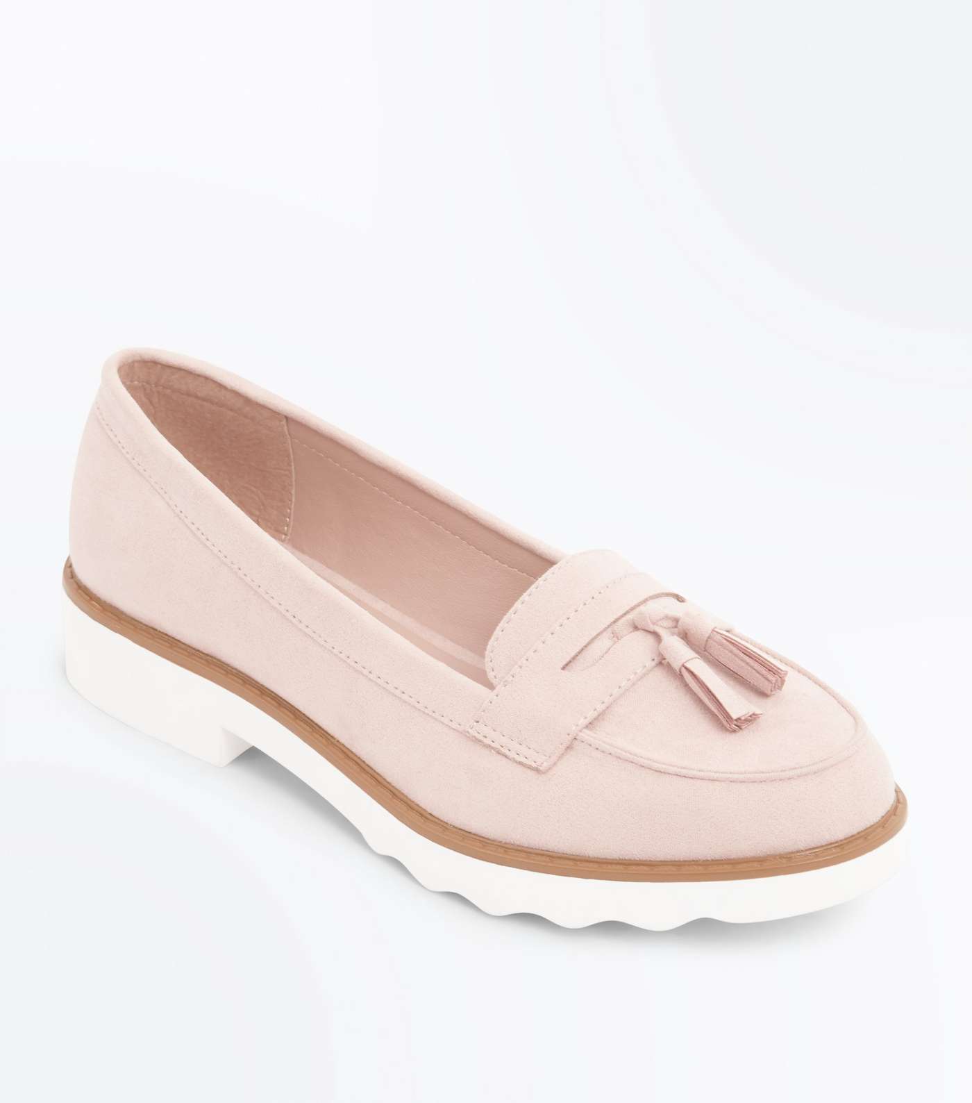 Pink Suedette Tassel Chunky Loafers