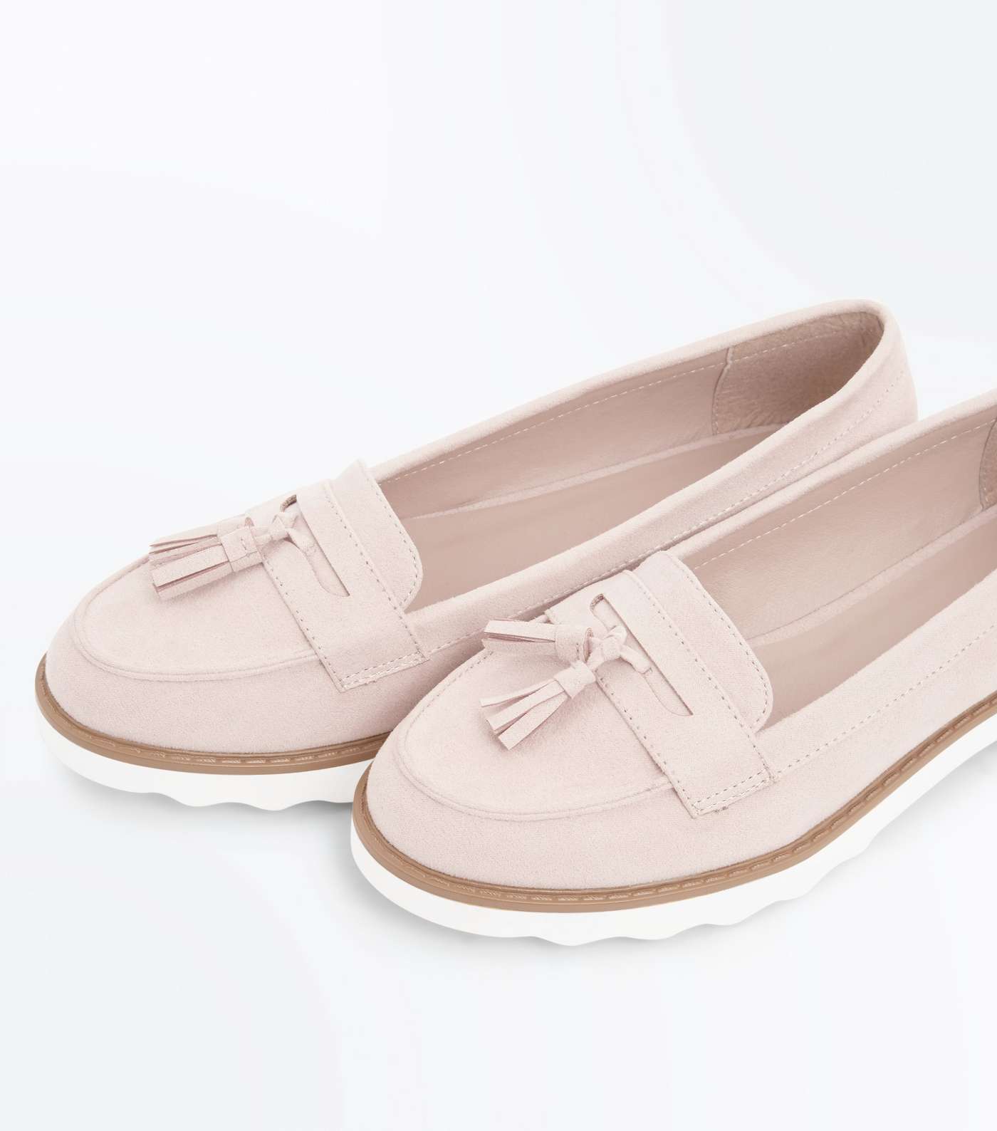 Pink Suedette Tassel Chunky Loafers Image 3