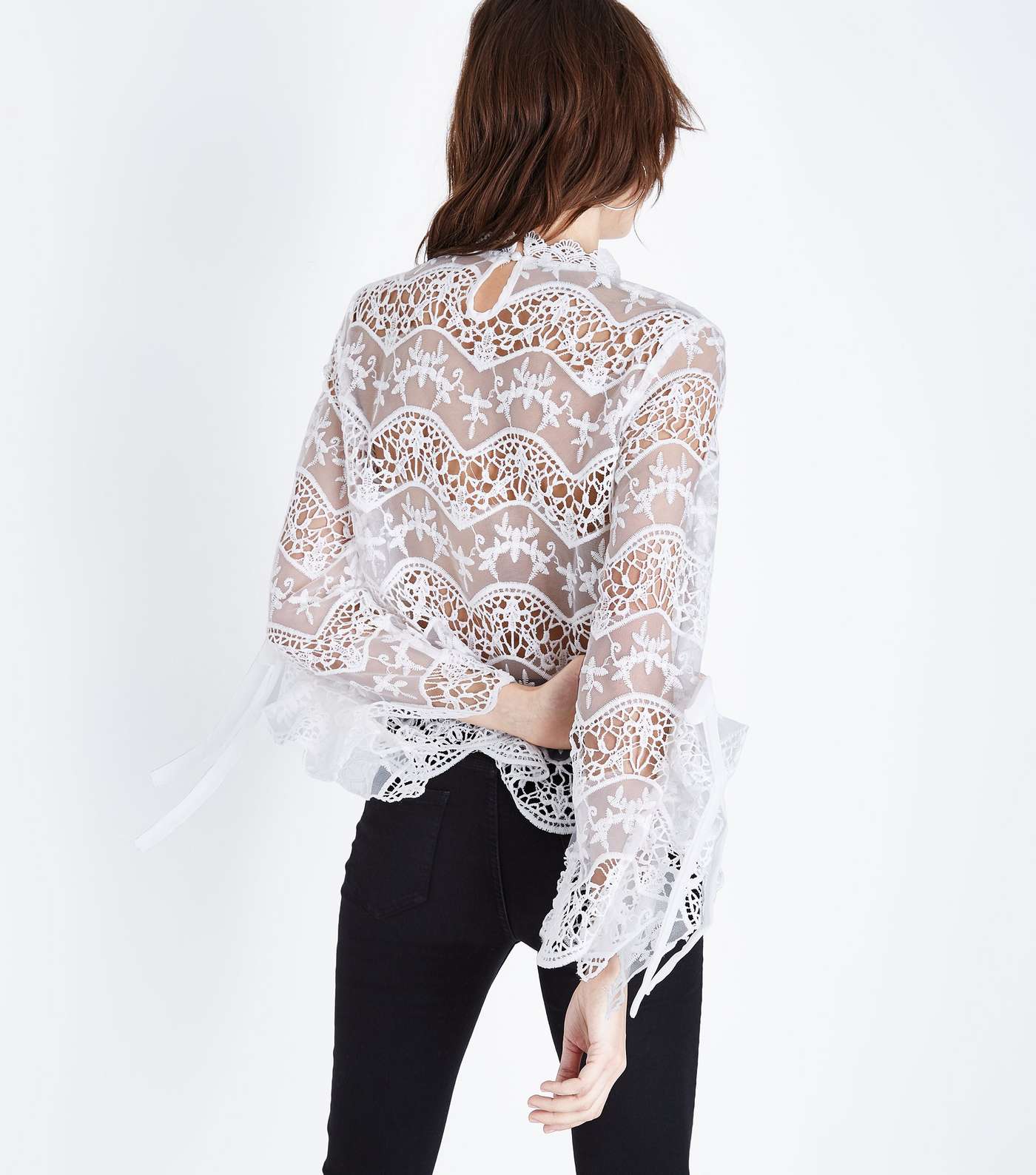 Parisian White Lace Frill Sleeve Top Image 3
