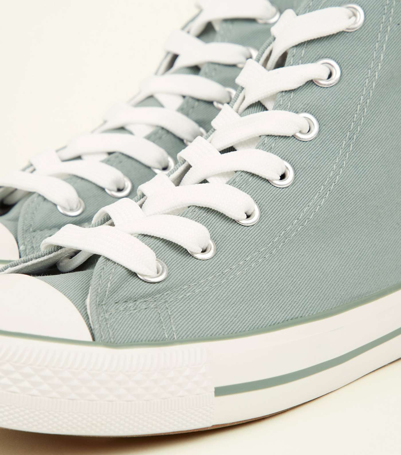 Mint Green Canvas Stripe Sole High Top Trainers Image 4