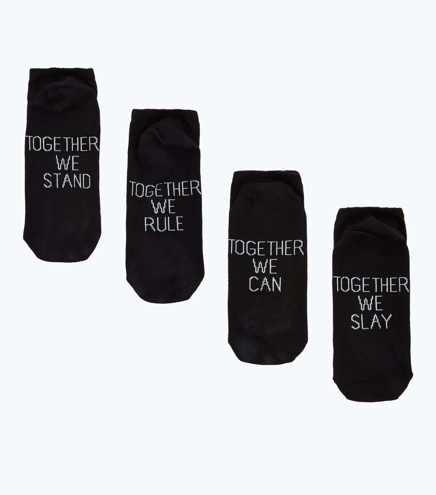 4 Pack Black Together We Can Ankle Socks