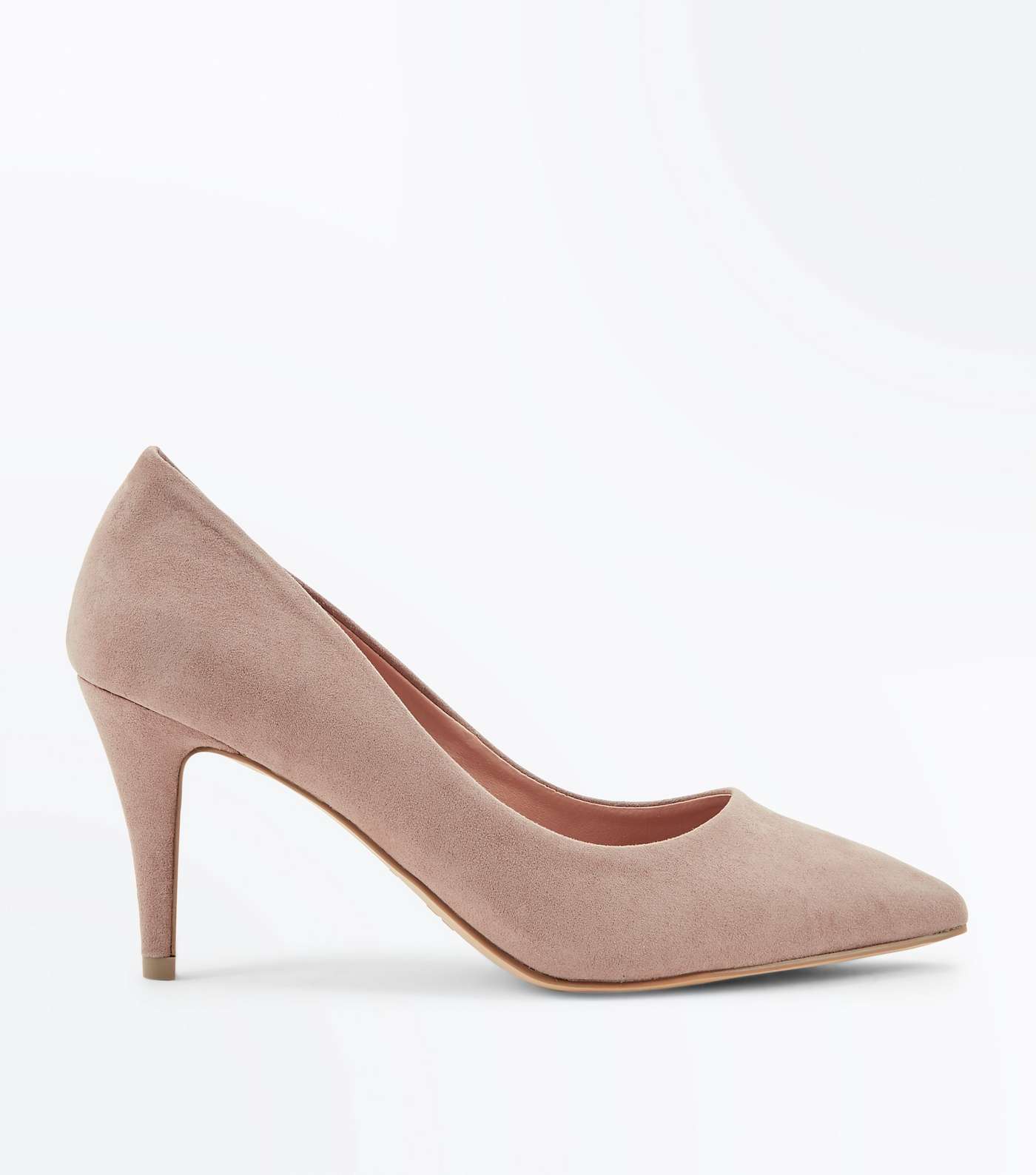 Wide Fit Light Brown Suedette Pointed Court Shoes