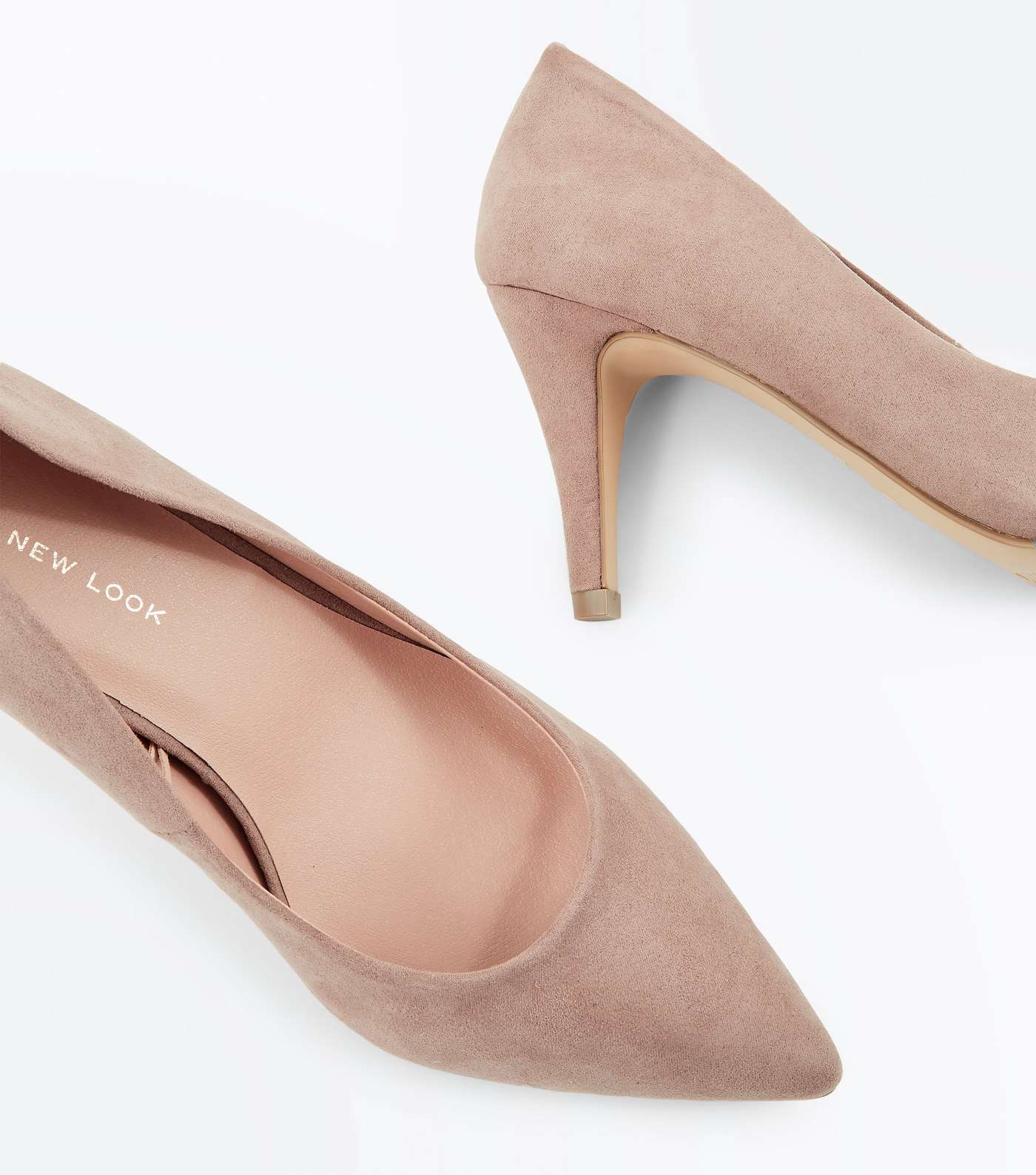 Wide Fit Light Brown Suedette Pointed Court Shoes Image 3