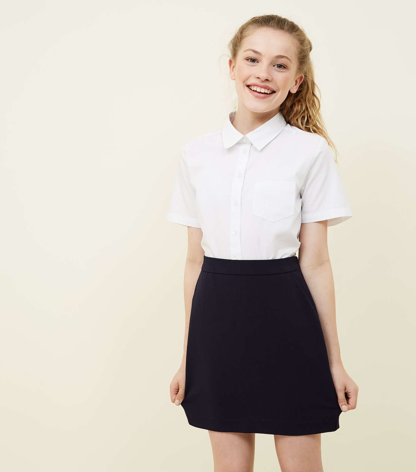 Girls Navy Elasticated Waist Skirt
