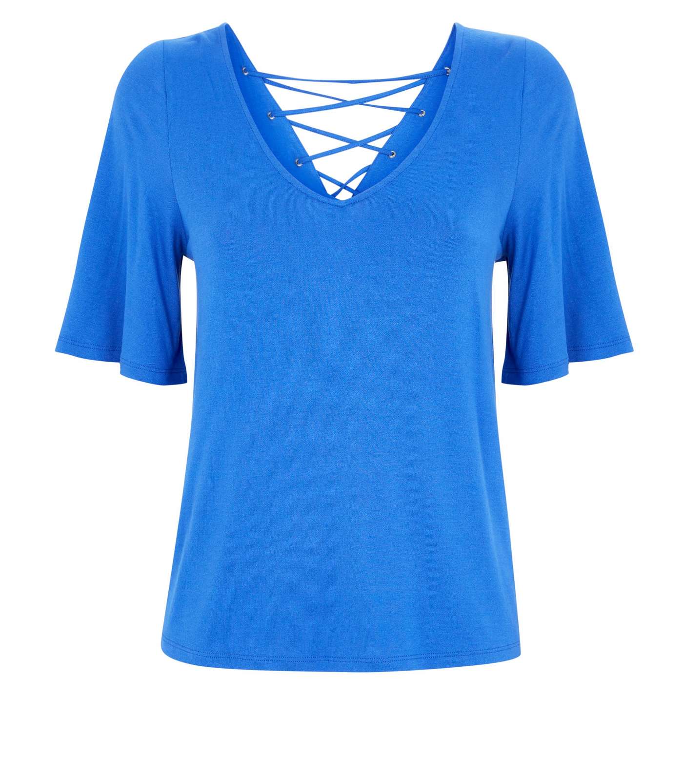 Bright Blue Reverse Crossover Strap T-Shirt Image 4