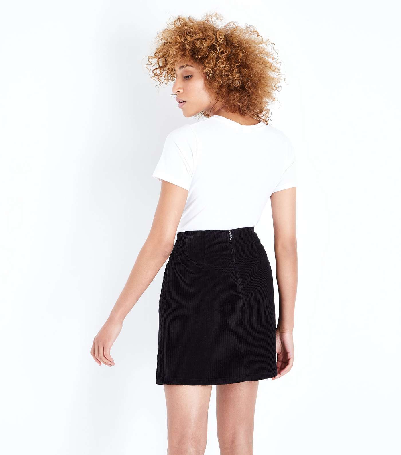 Black Corduroy A-Line Mini Skirt Image 3