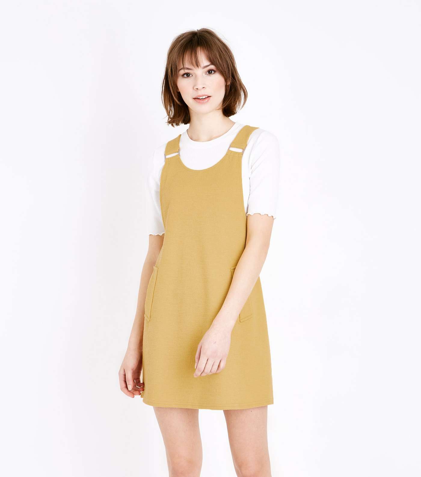Mustard Crosshatch Pinafore Dress