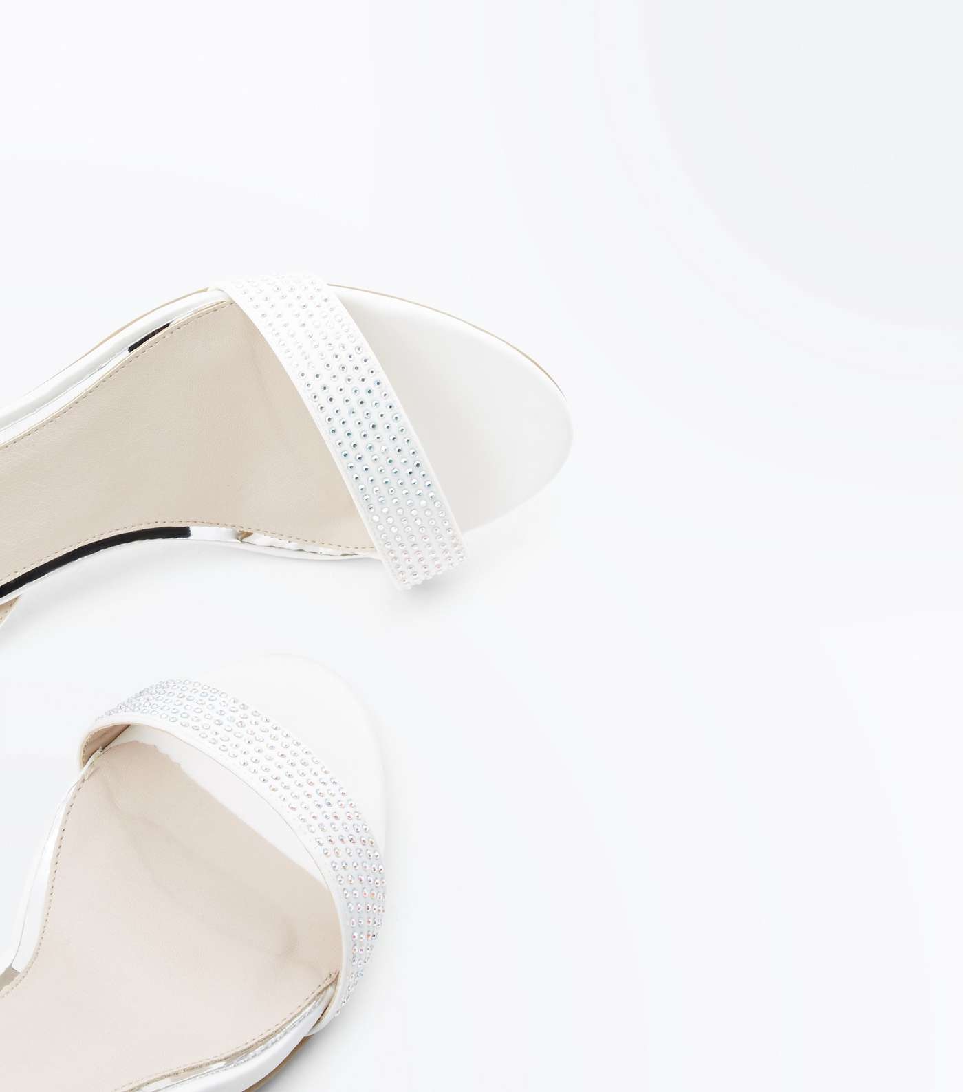 Off White Satin Diamanté Wedding Sandals Image 4
