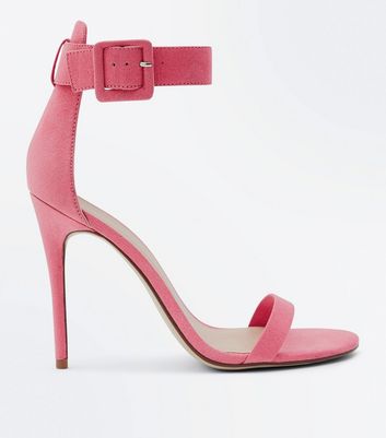 pink suede strappy heels