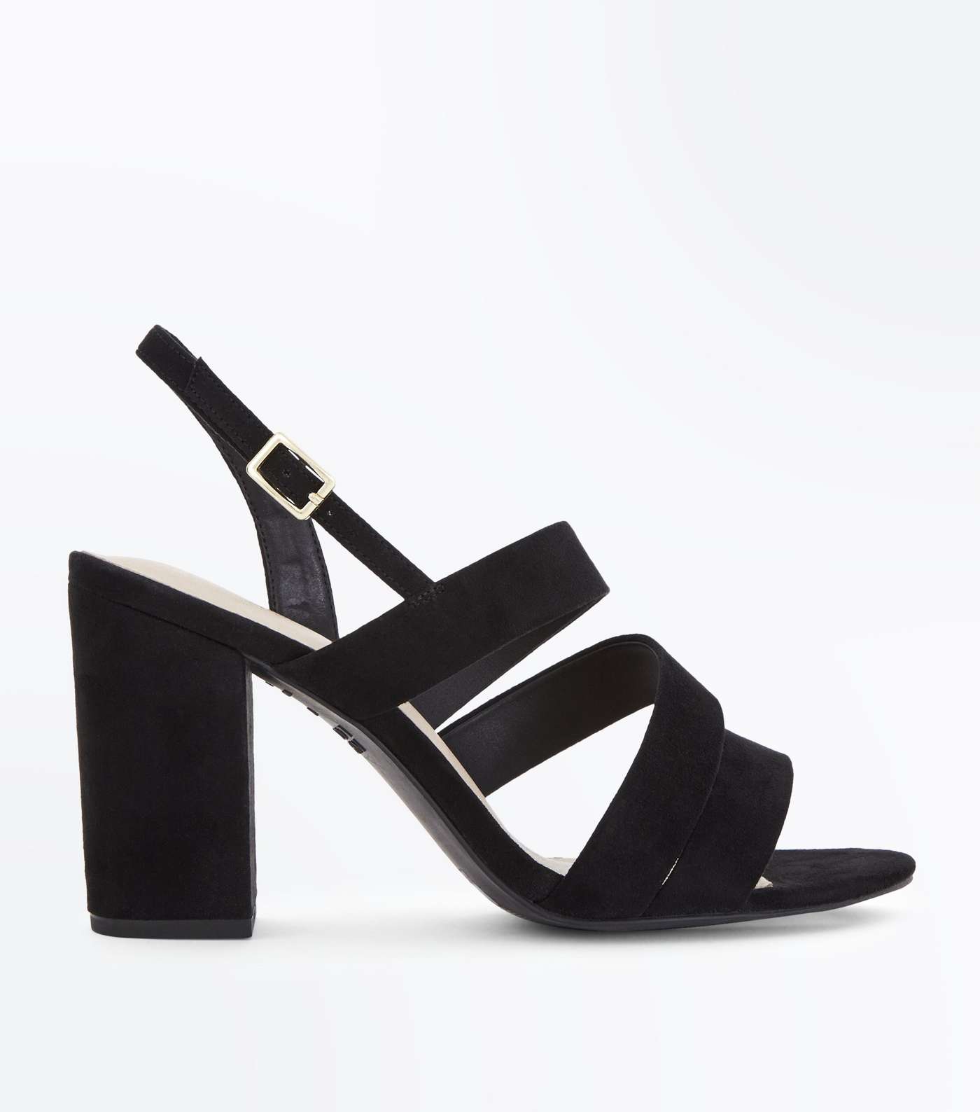 Wide Fit Black Comfort Flex Asymmetric Strap Sandals