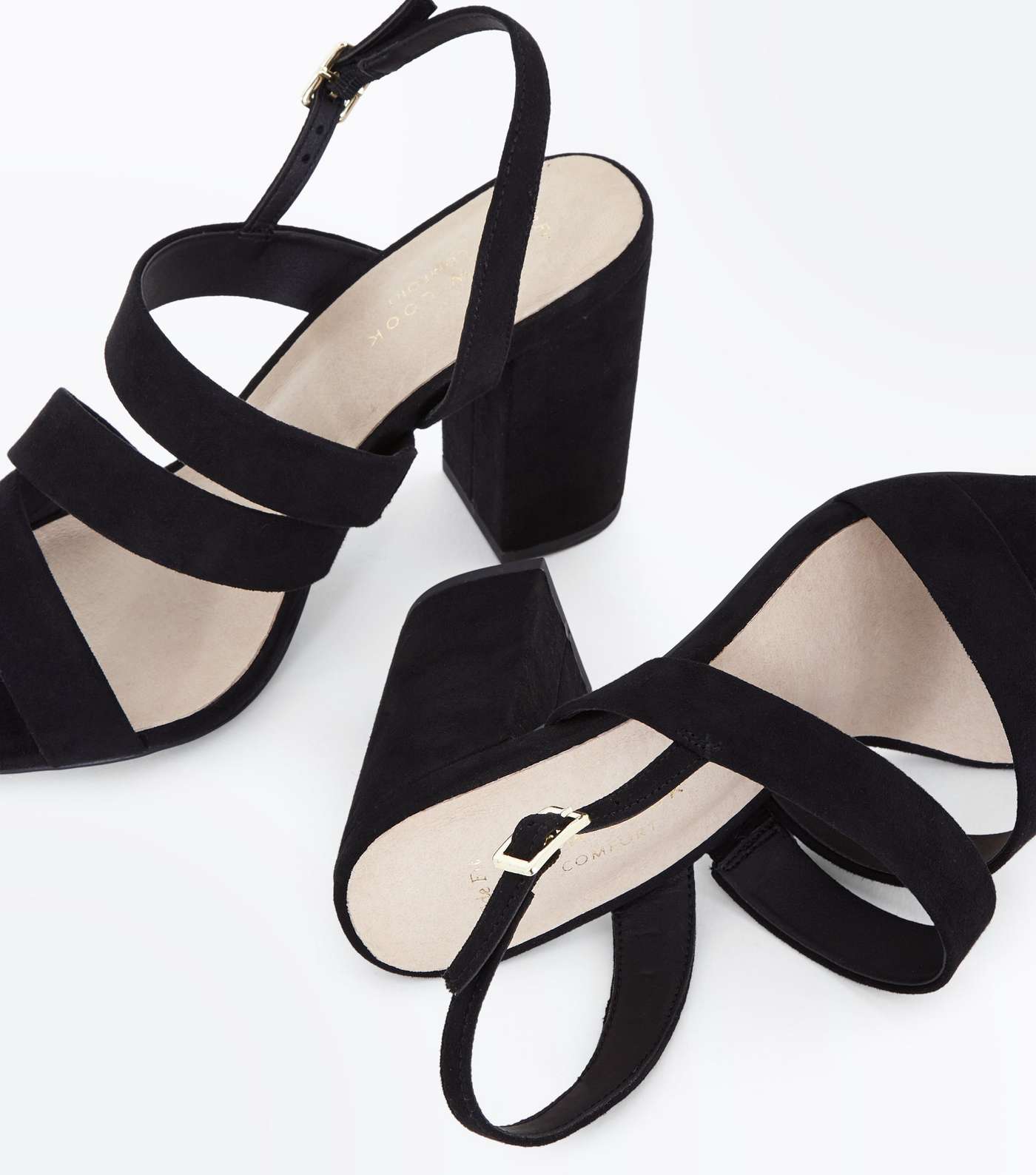Wide Fit Black Comfort Flex Asymmetric Strap Sandals Image 3