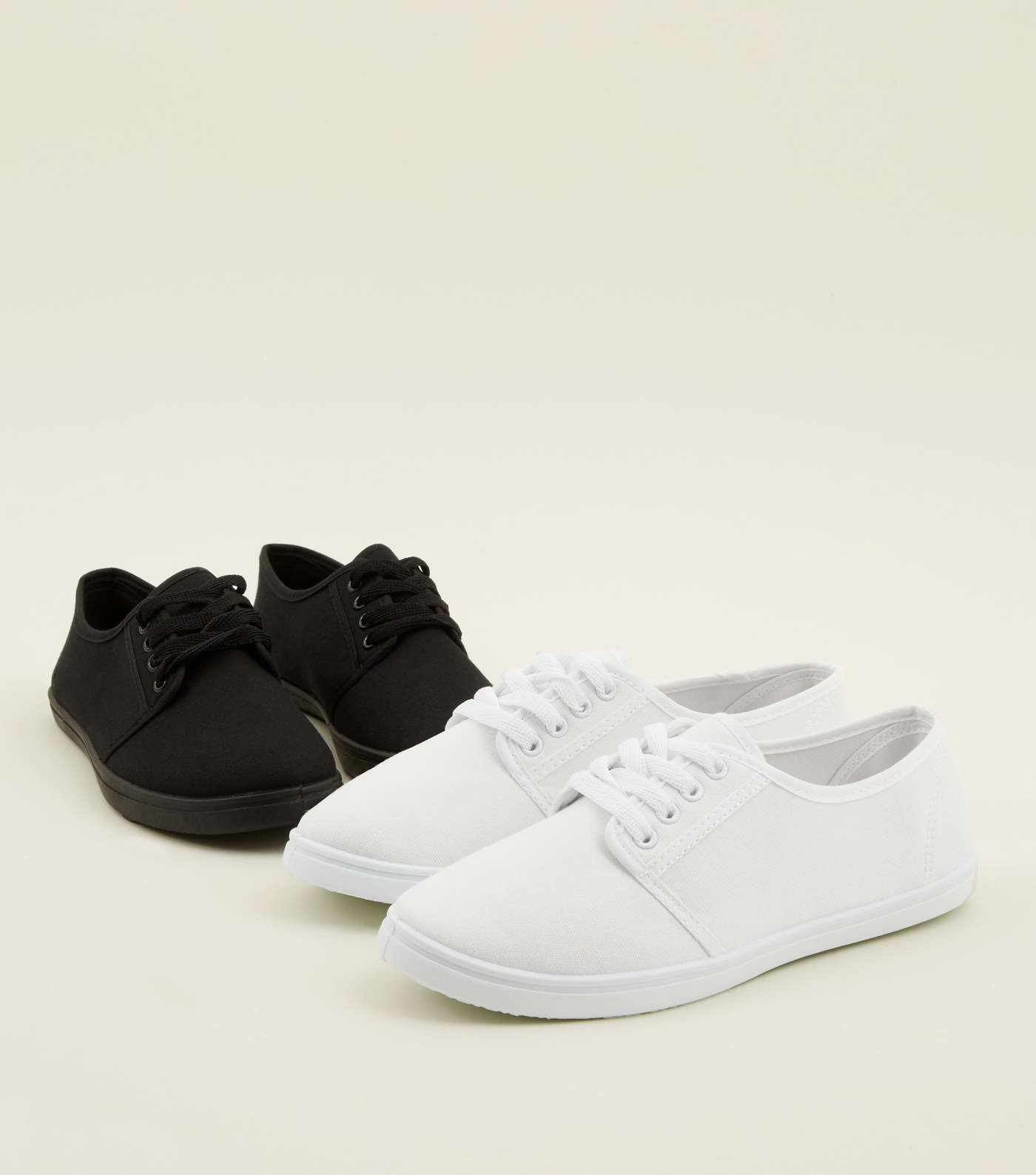 Girls 2 Pack White and Black Trainers Image 3