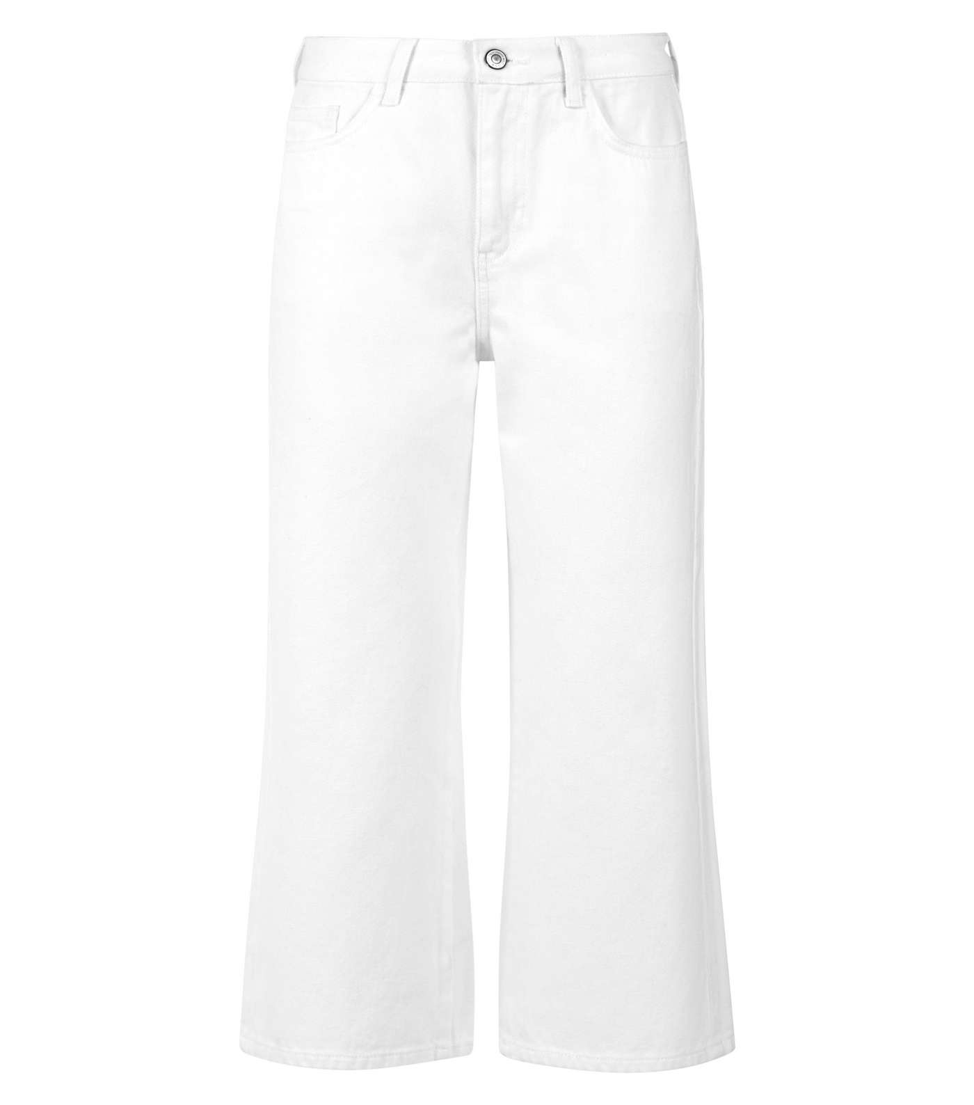 White Cropped Wide Leg Jeans Image 4