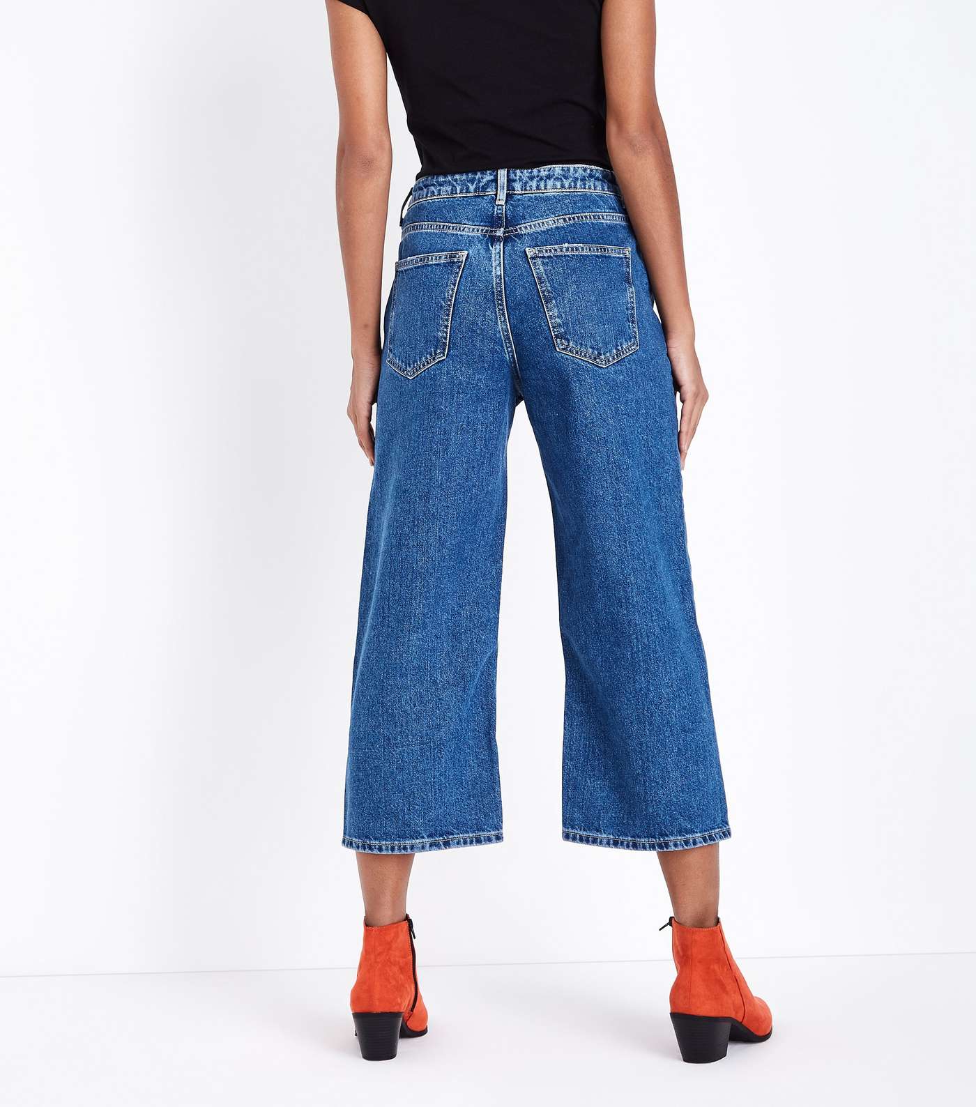 Blue Cropped Wide Leg Jeans Image 3