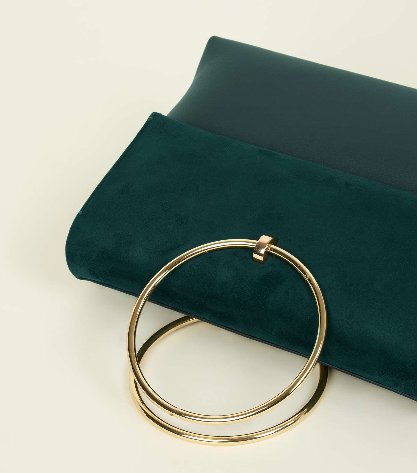 Green Leather-Look Ring Handle Shoulder Bag Image 4