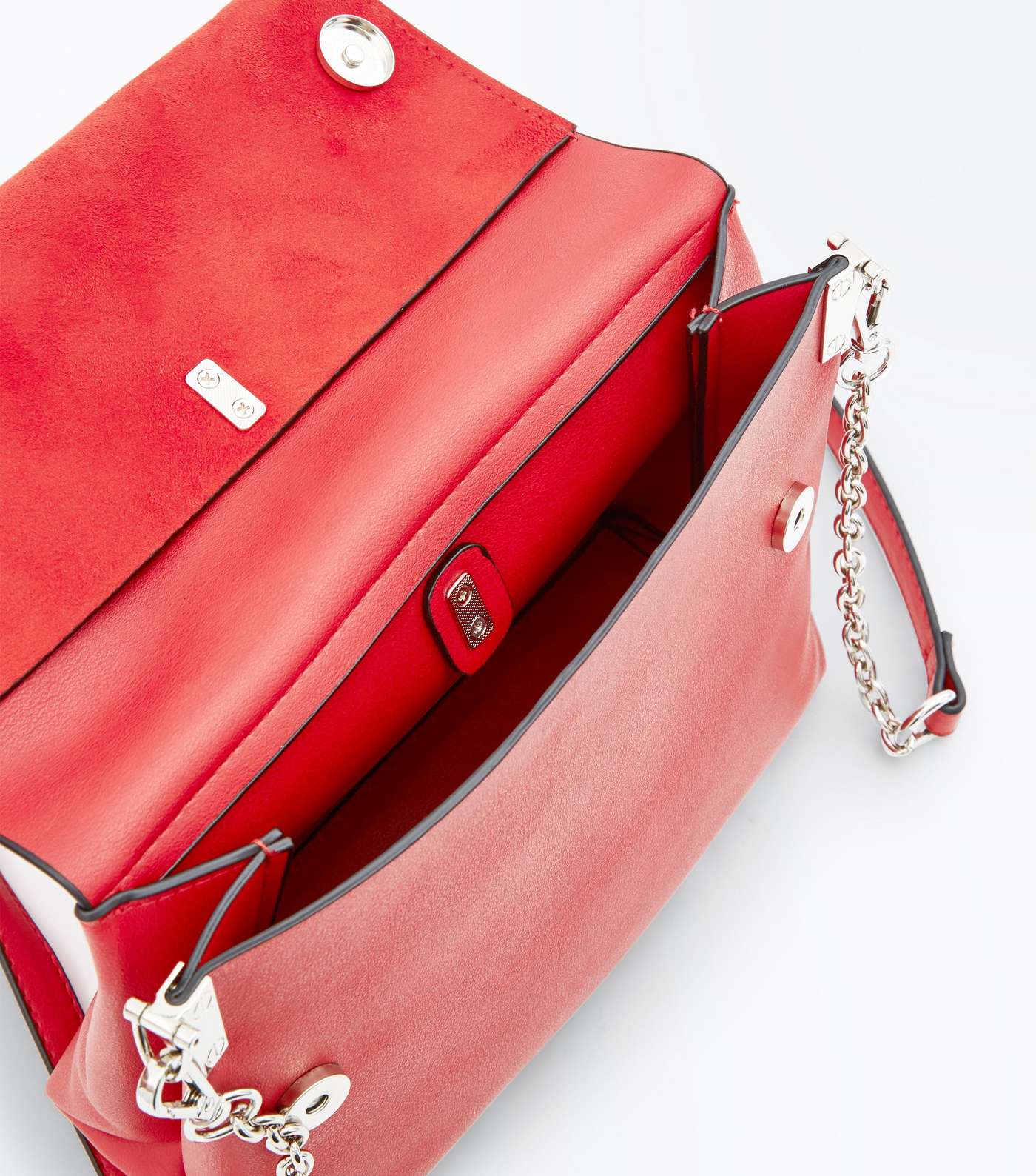 Red Leather-Look Ring Handle Shoulder Bag Image 5