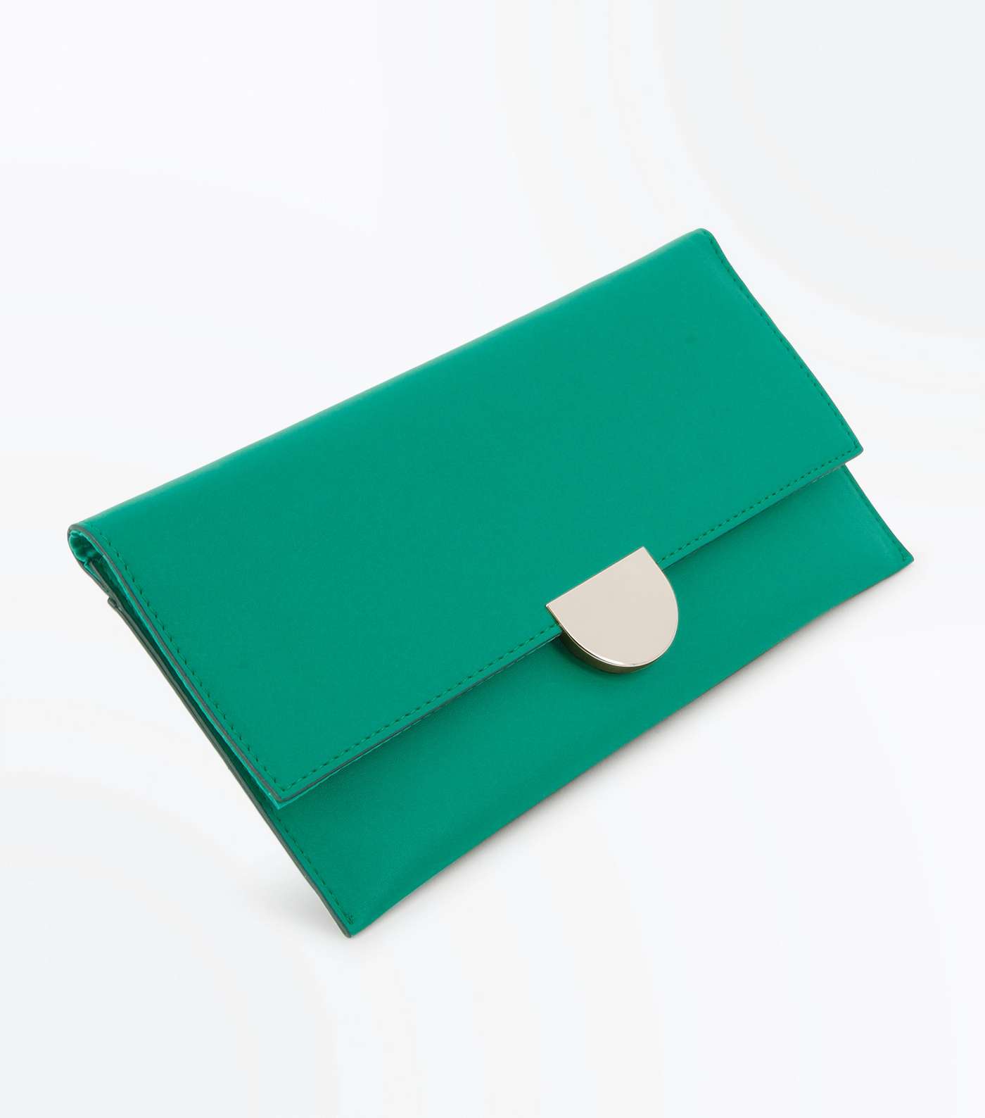 Dark Green Suedette Panel Clutch Bag Image 5