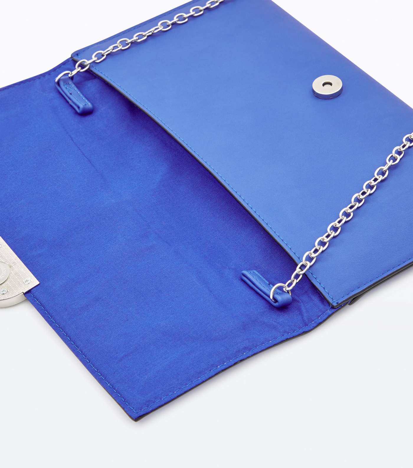 Bright Blue Suedette Panel Clutch Bag Image 4