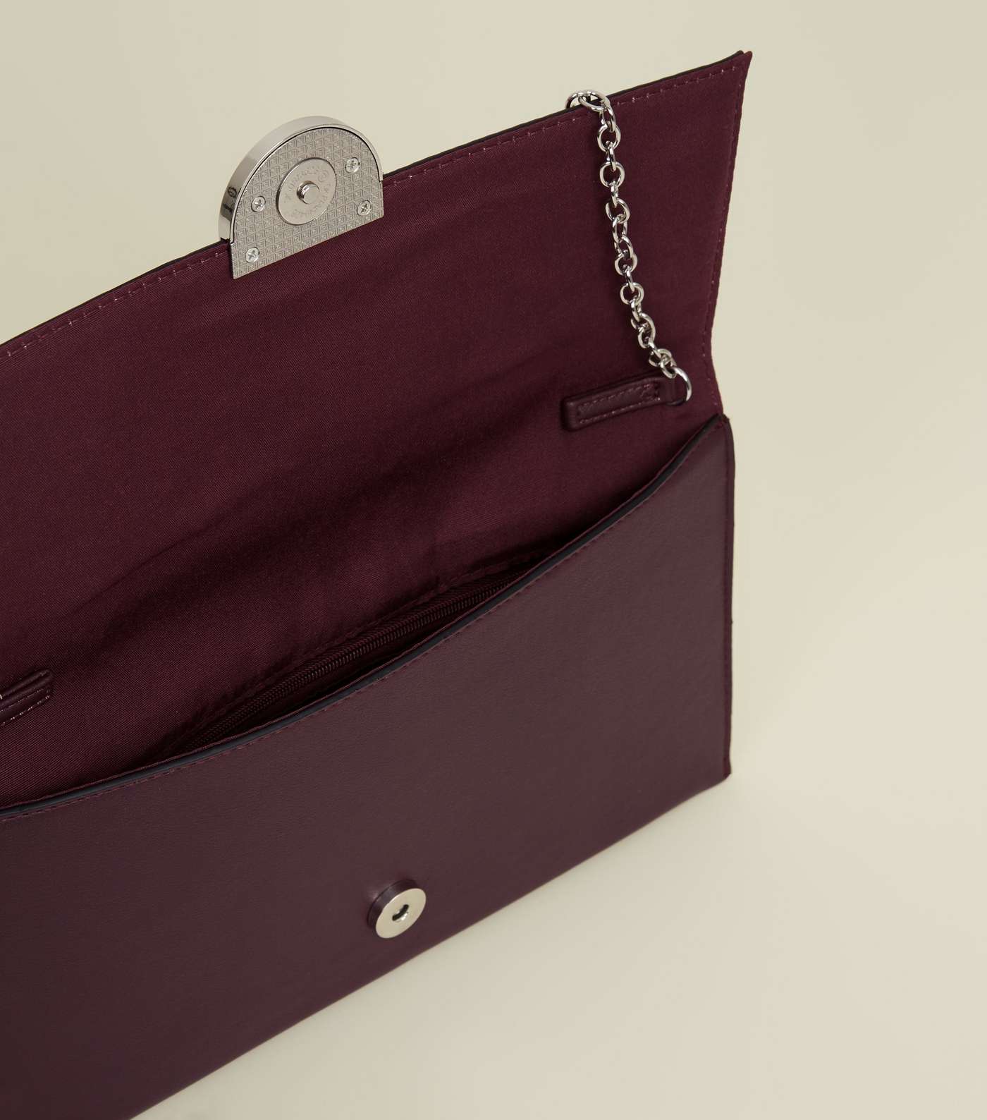 Burgundy Suedette Panel Clutch Bag Image 5