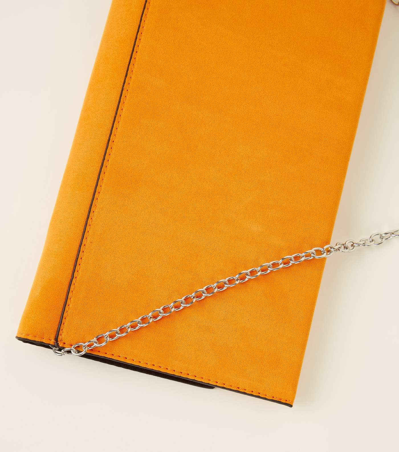 Orange Suedette Panel Clutch Bag Image 4