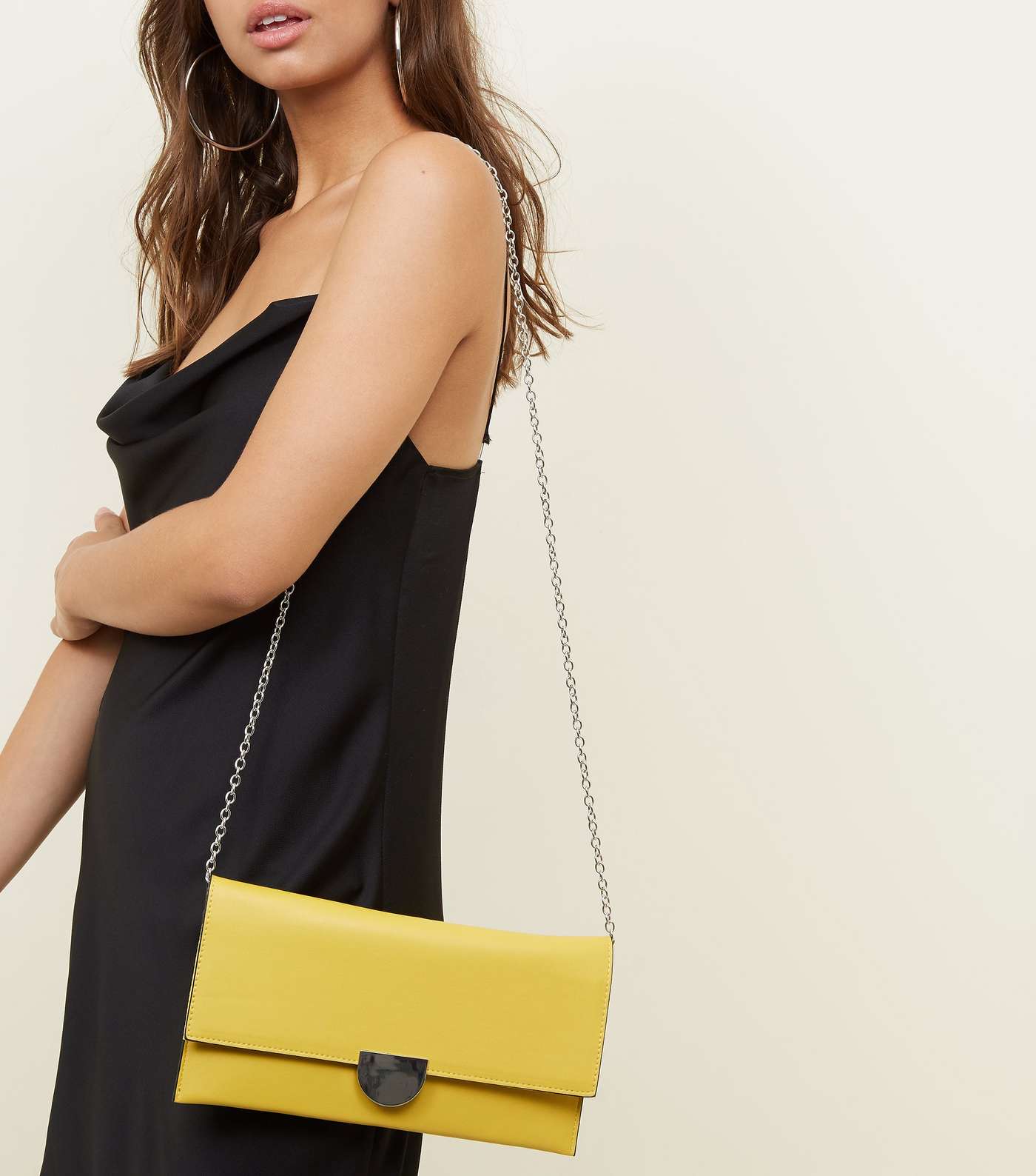 Bright Yellow Leather-Look Clutch Bag  Image 2