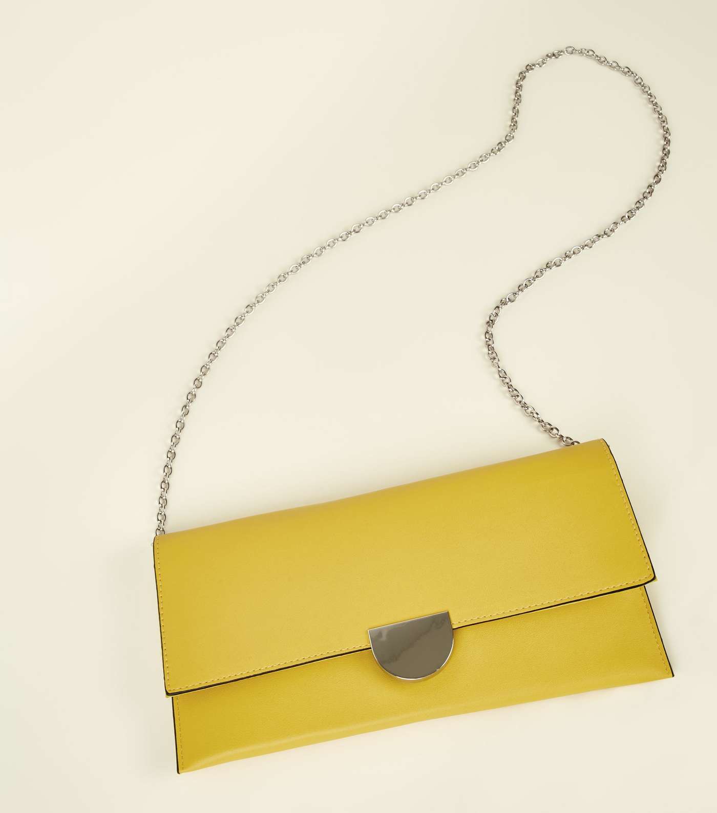 Bright Yellow Leather-Look Clutch Bag  Image 4