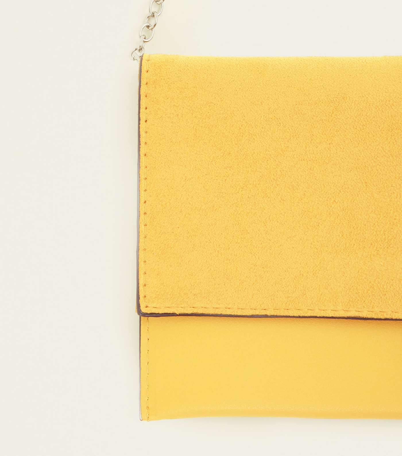 Pale Yellow Suedette Panel Clutch Bag Image 3