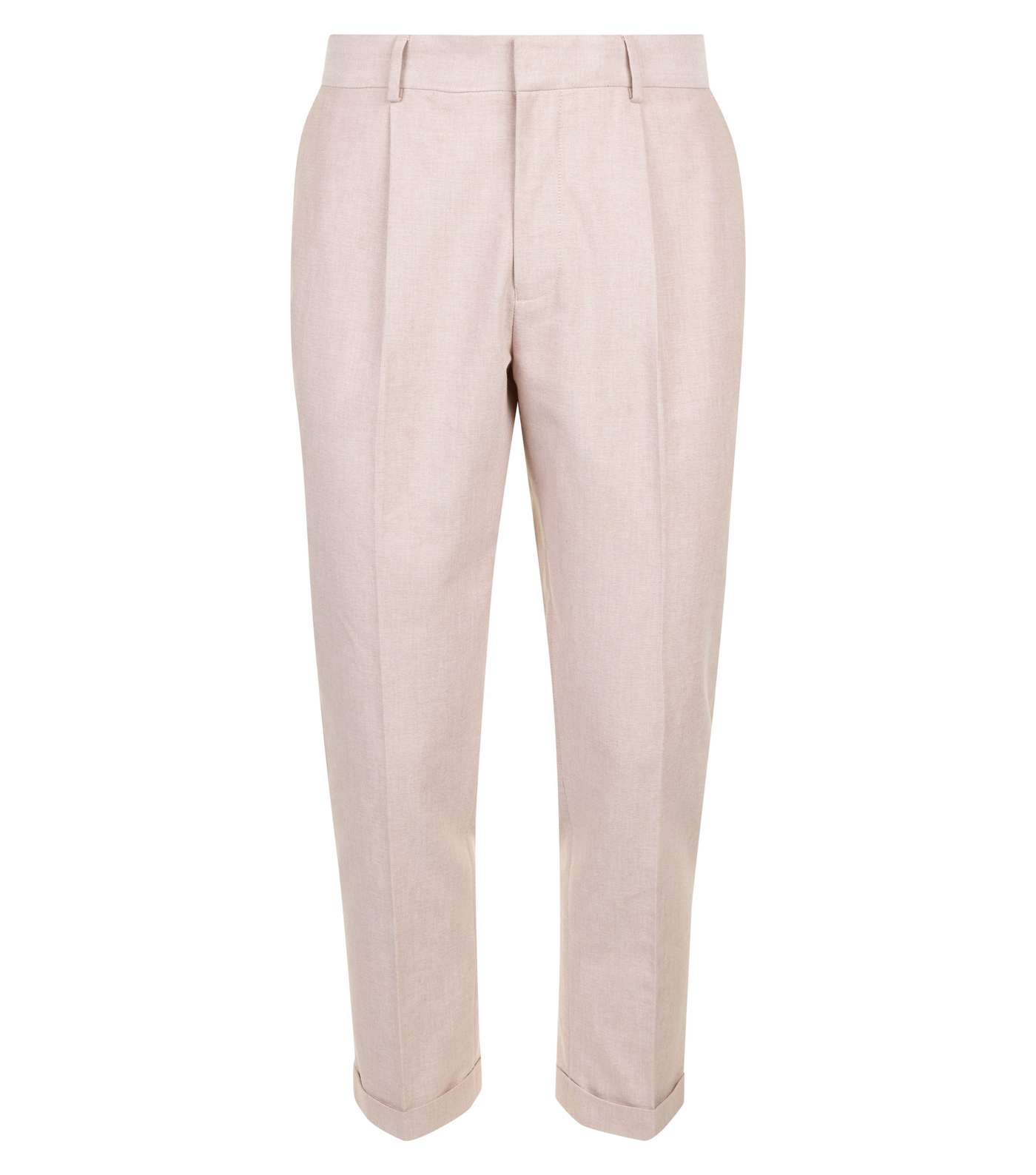 Pink Slim Cropped Oxford Suit Trousers Image 4
