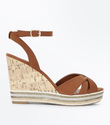 tan wide fit wedges