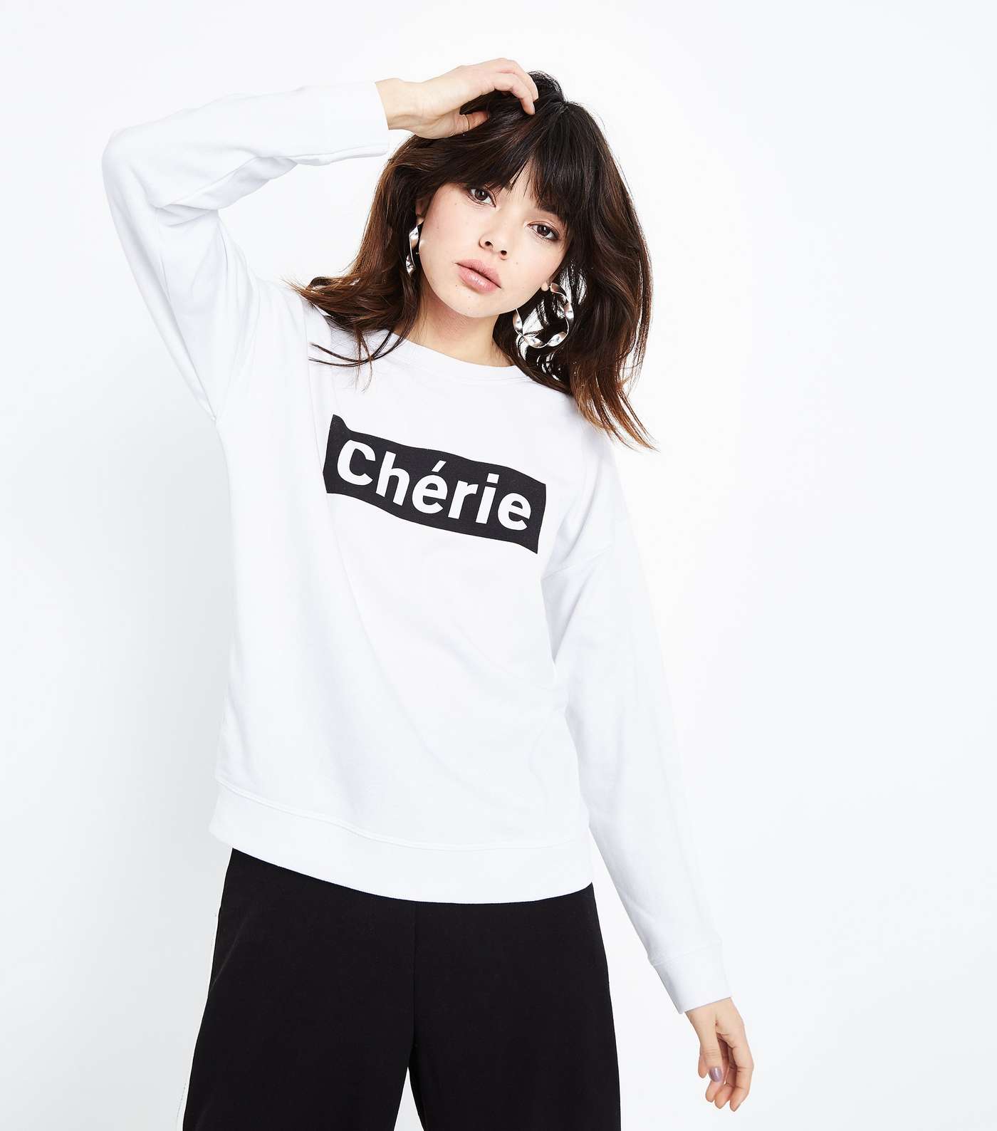 White Cherie Box Print Sweatshirt