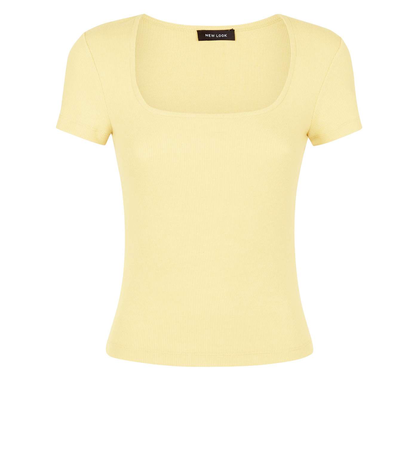 Mustard Yellow Square Neck Ribbed T-Shirt Image 4