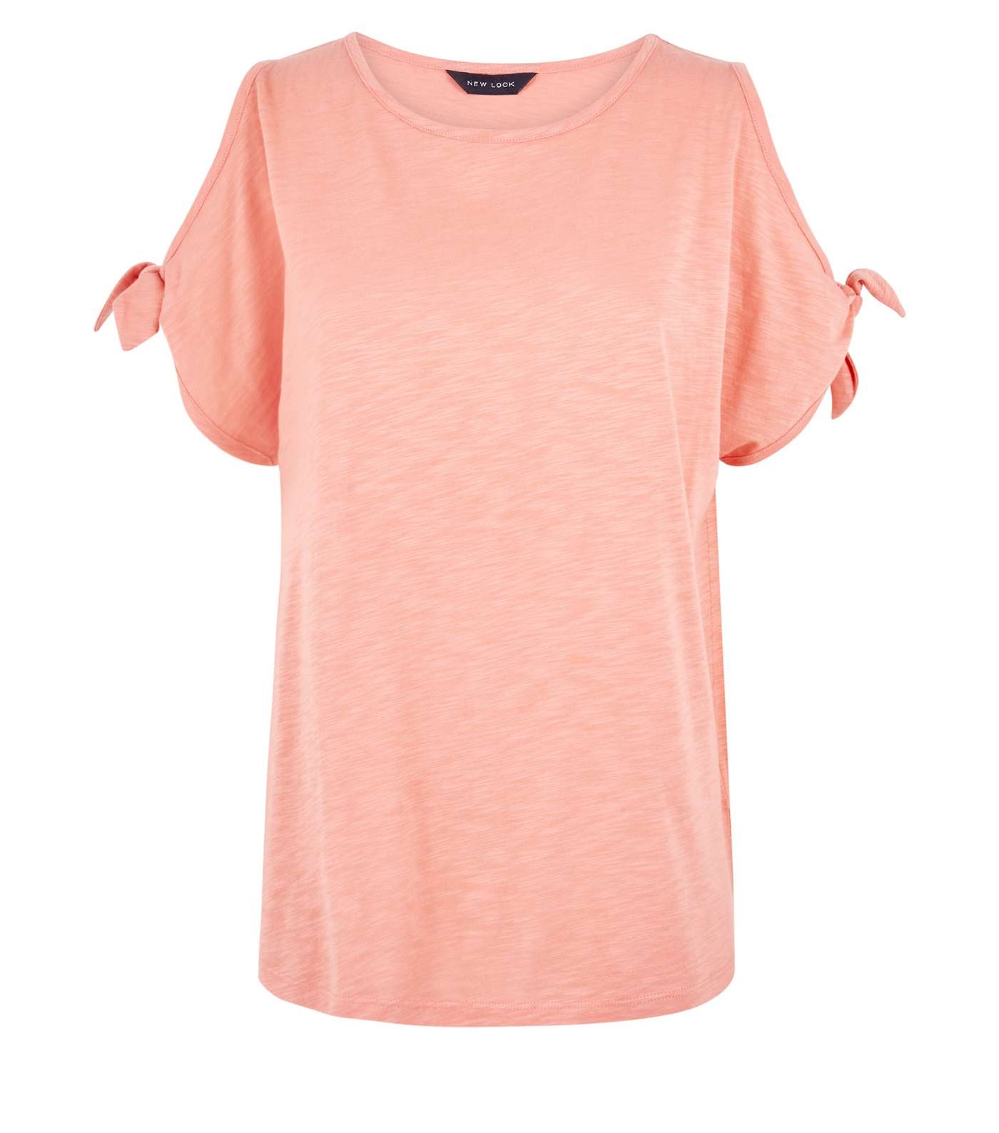 Coral Tie Cold Shoulder T-Shirt Image 4