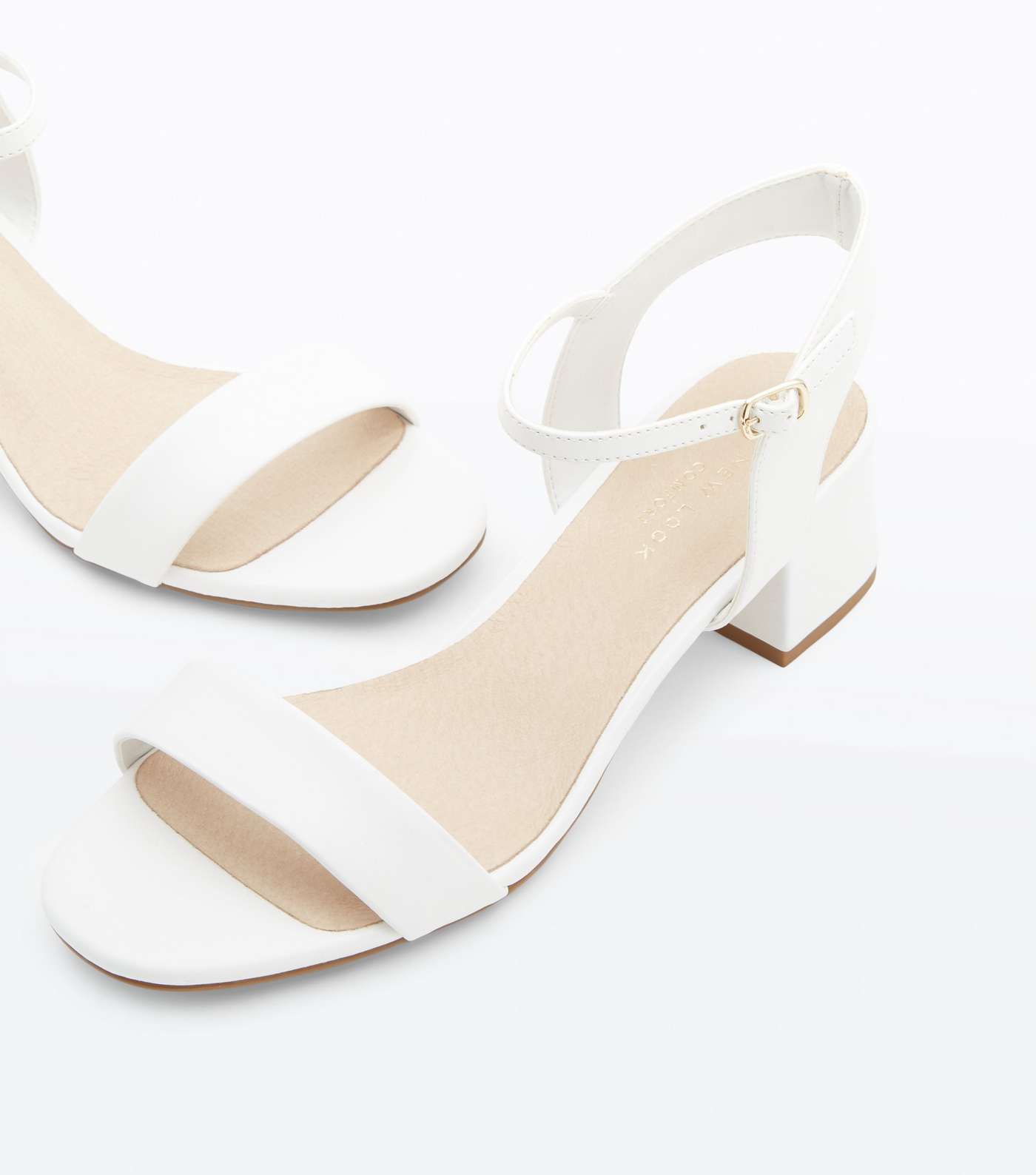Wide Fit White Comfort Flex Block Heel Sandals Image 3